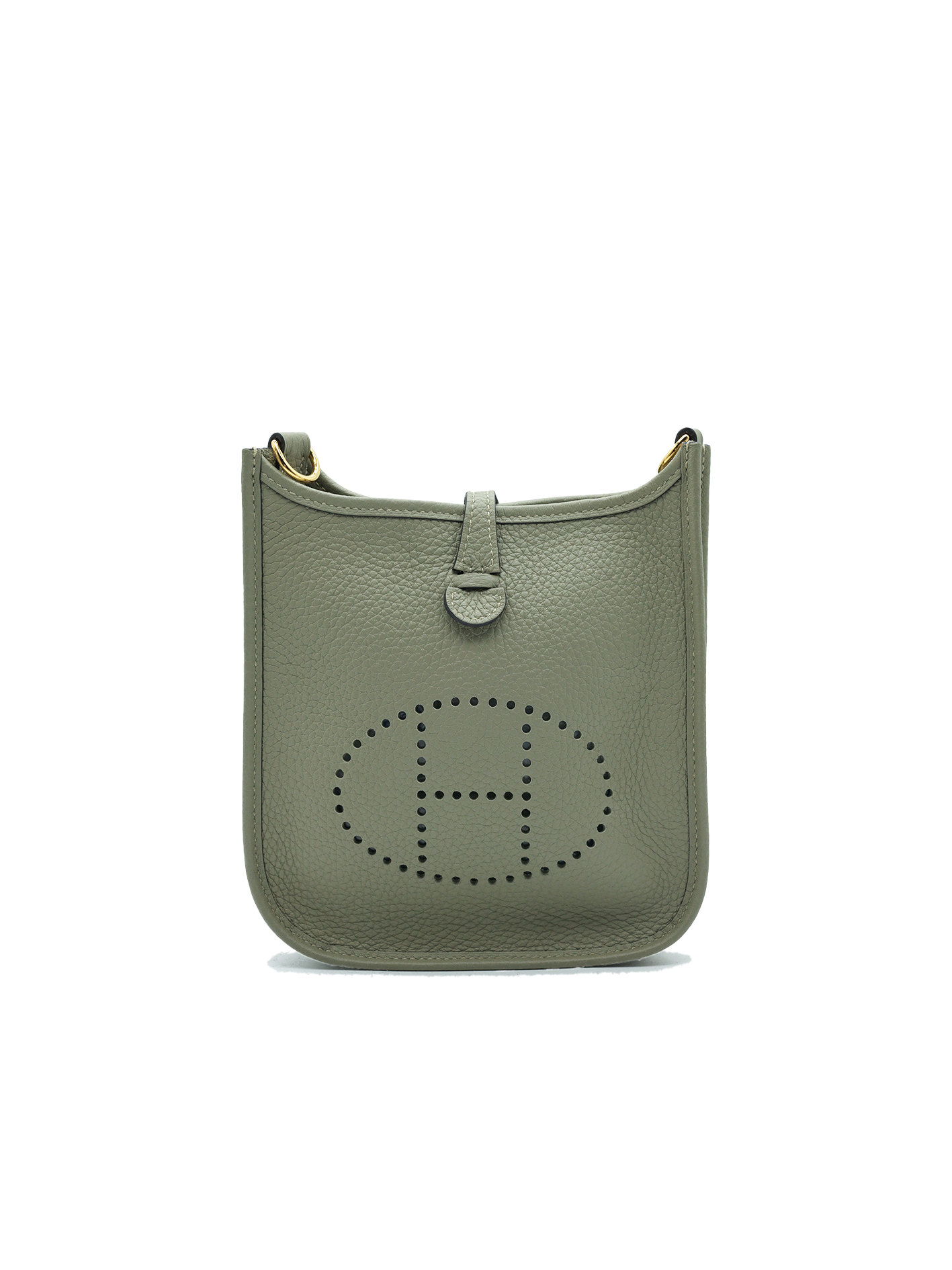 PRE-LOVED HERMÈS MINI EVELYNE TAURILLON CLEMENCE SAUGE GHW