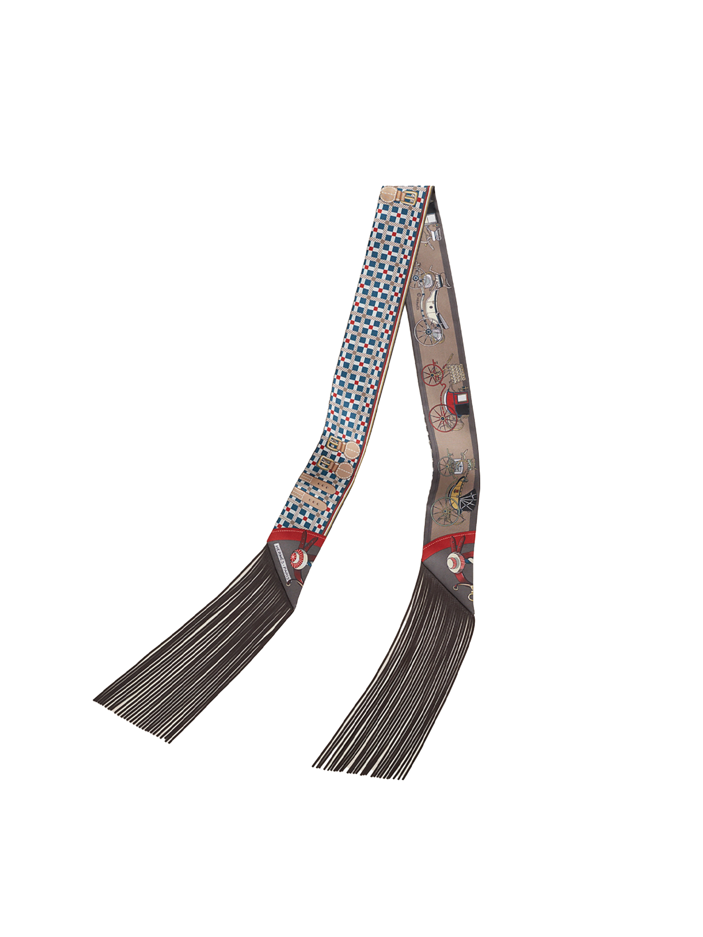 NEW HERMÈS LES VOITURES NOUVELLES LEATHER FRINGES TWILLY