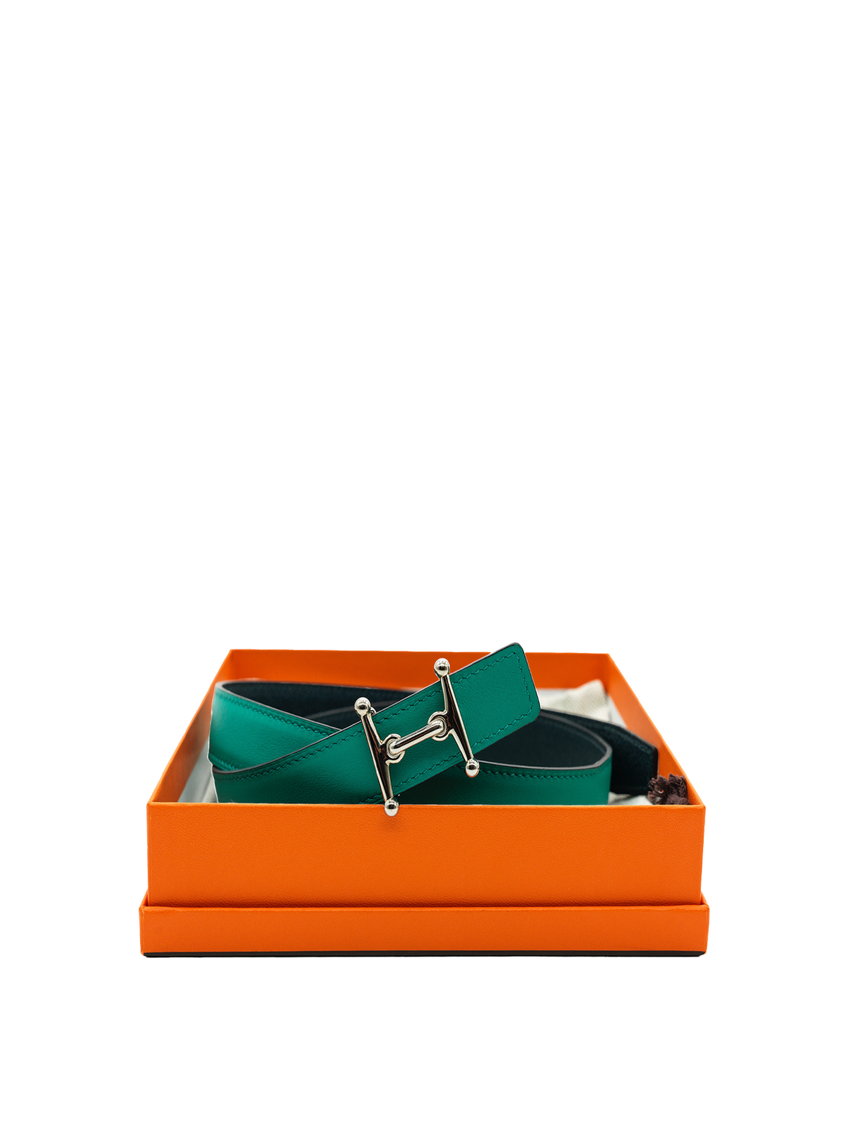 PRE-LOVED HERMÈS LEATHER STRAP BELT EPSOM VERT VERTIGO/ VERT VERONE PHW