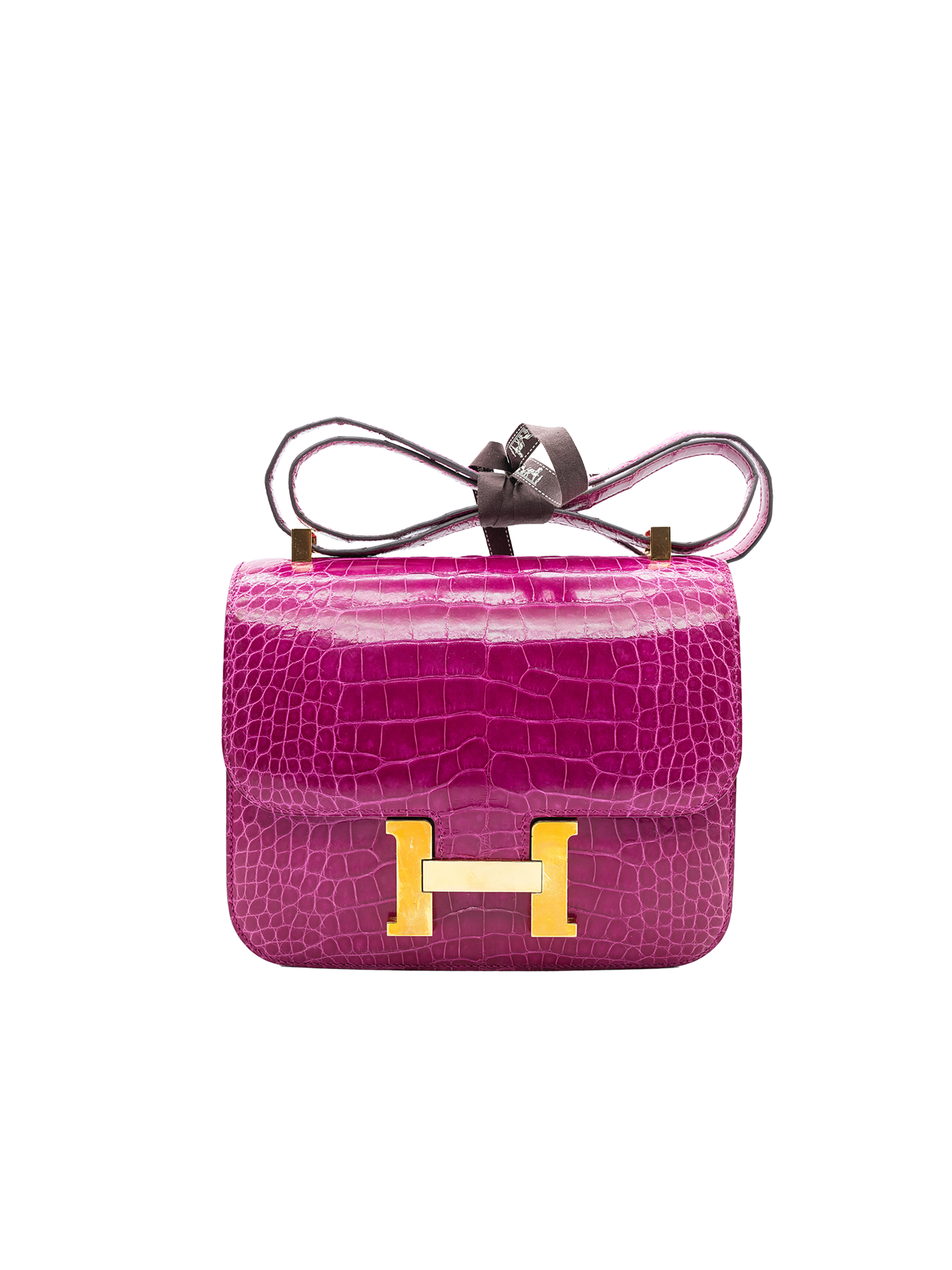 PRE-LOVED HERMÈS CONSTANCE 24 ALLIGATOR CROCODILE ROSE SCHEHERAZA GHW