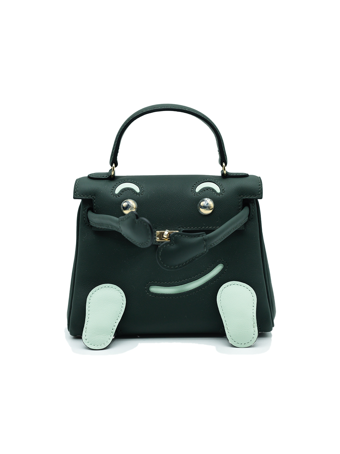 NEW HERMÈS QUELLE IDOLE KELLY DOLL SWIFT VERT FONCÉ/ VERT PEPPERMINT PBHW