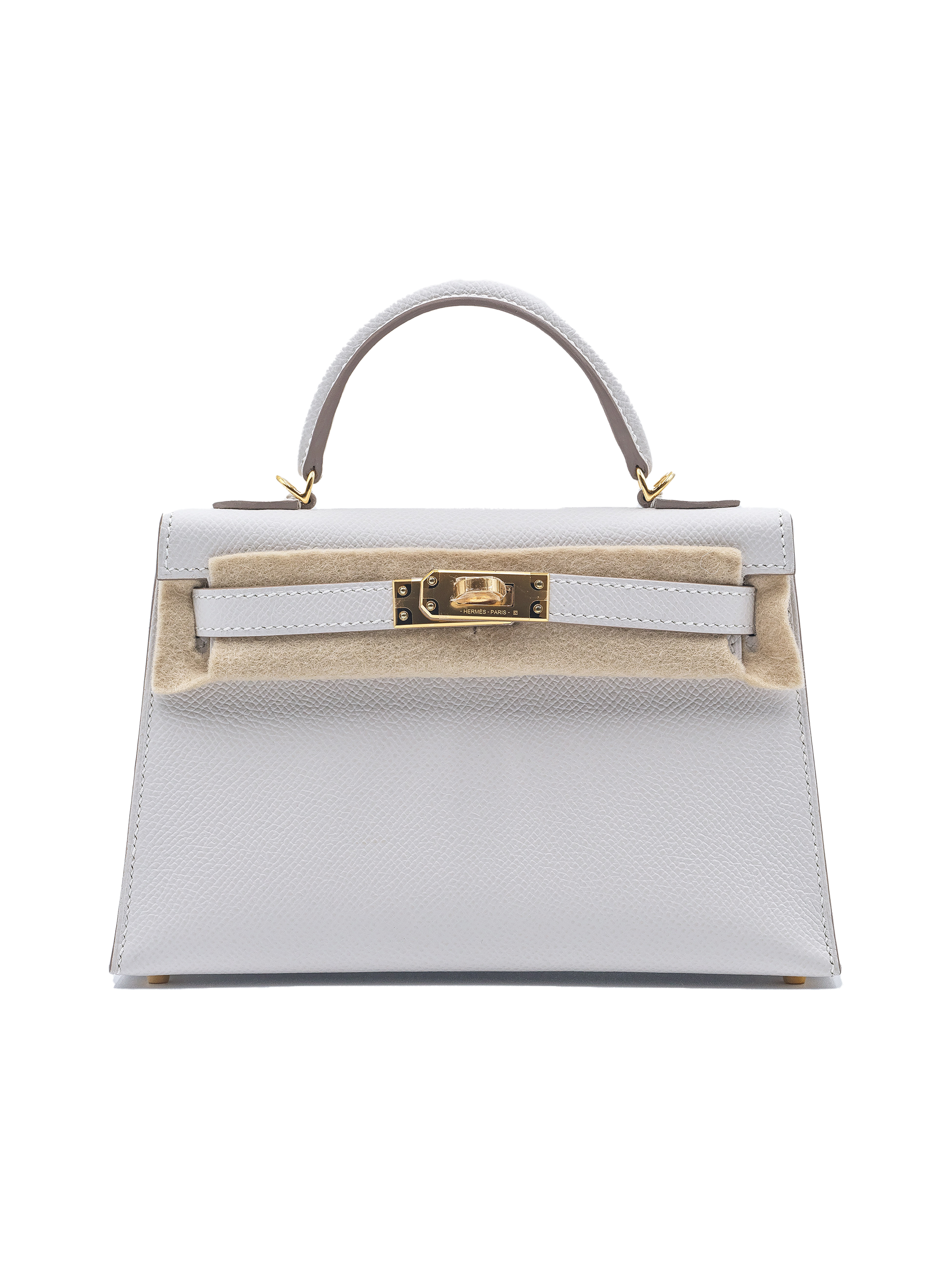 NEW HERMES MINI KELLY II EPSOM GRIS PALE GHW