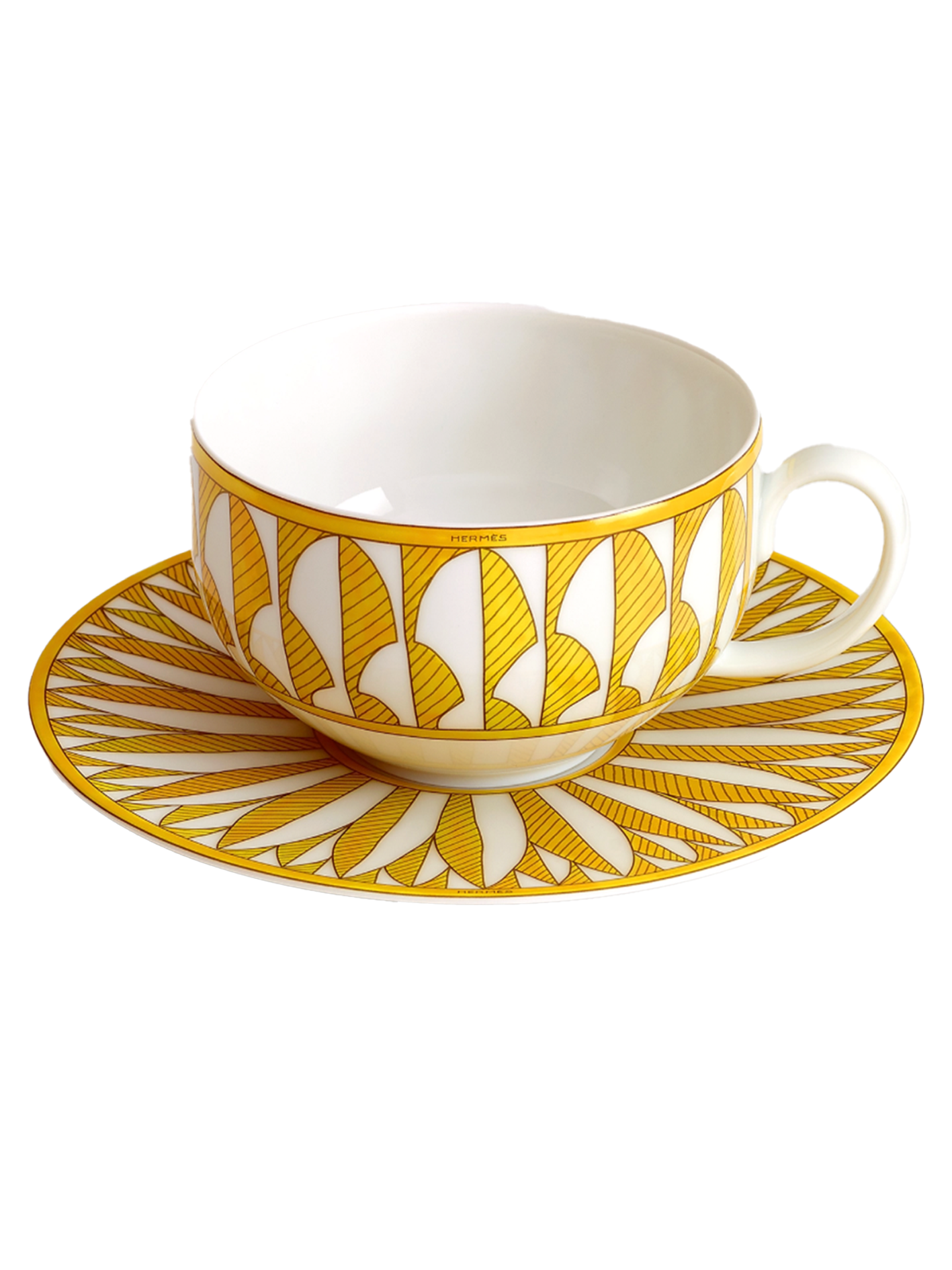 NEW HERMÈS SOLEIL D’HERMÈS TEA CUP AND SAUCER