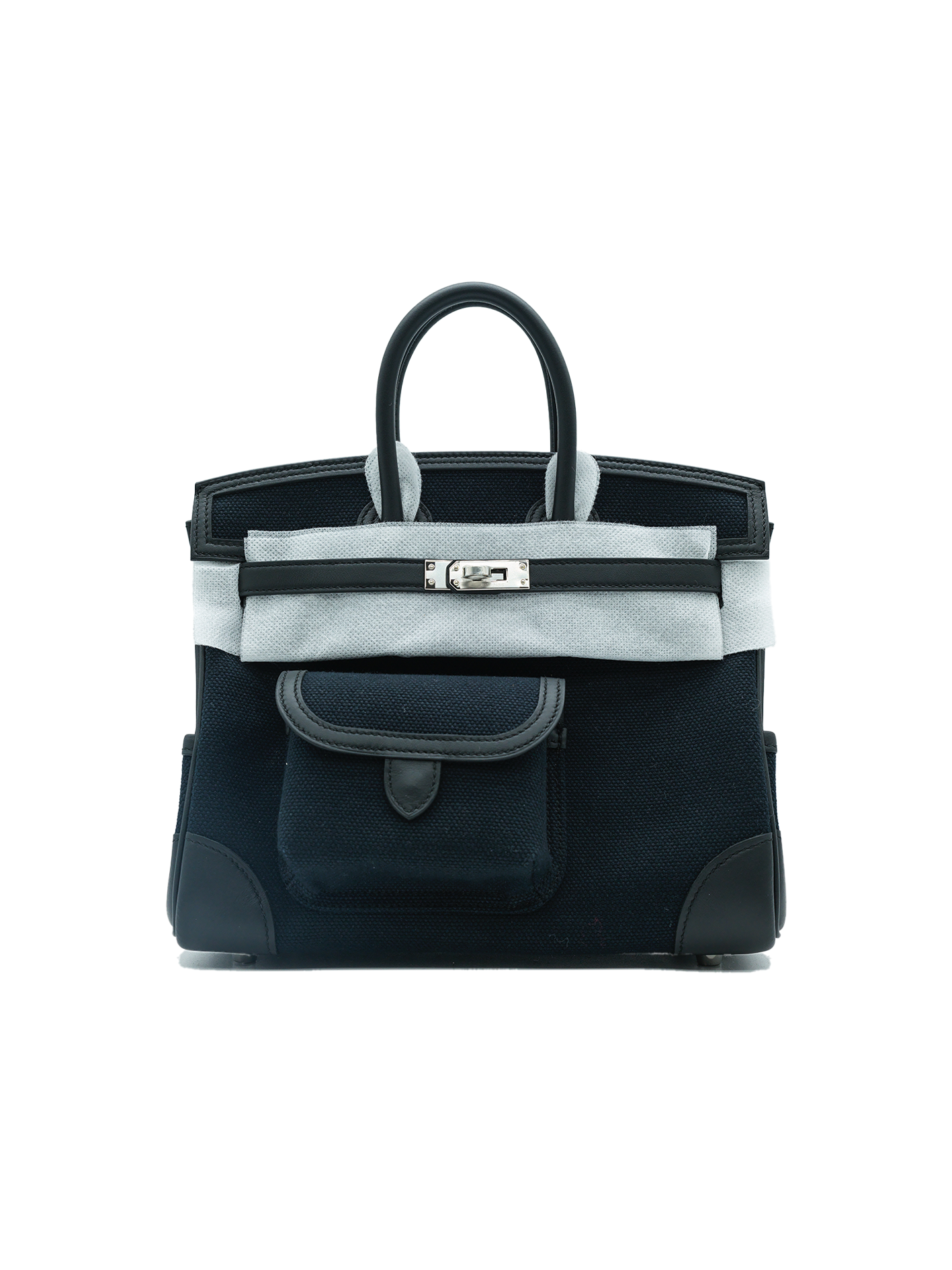 NEW HERMÈS BIRKIN 25 CARGO TOILE BLACK PHW