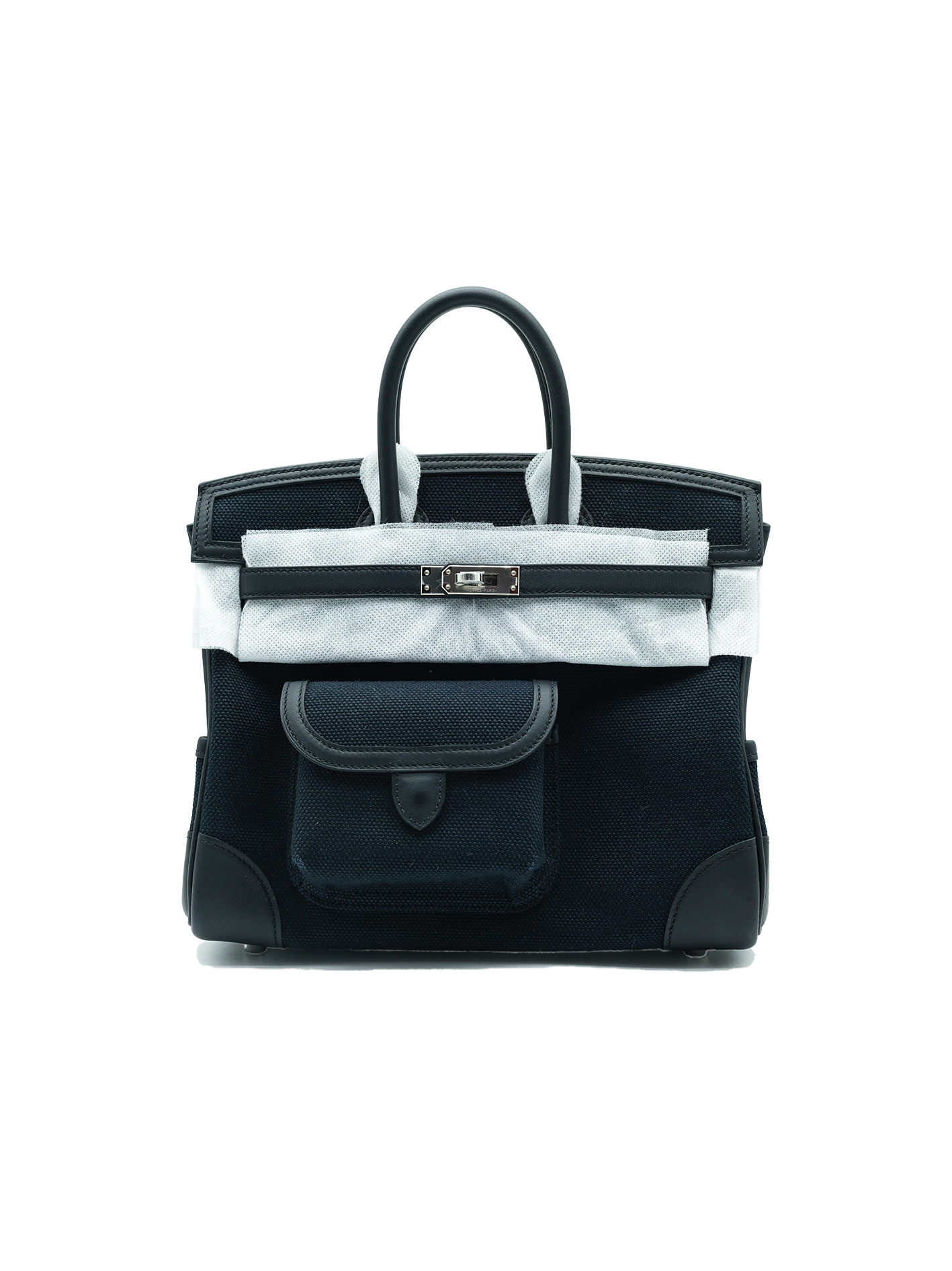 NEW HERMÈS BIRKIN 25 CARGO SWIFT/ TOILE BLACK PHW