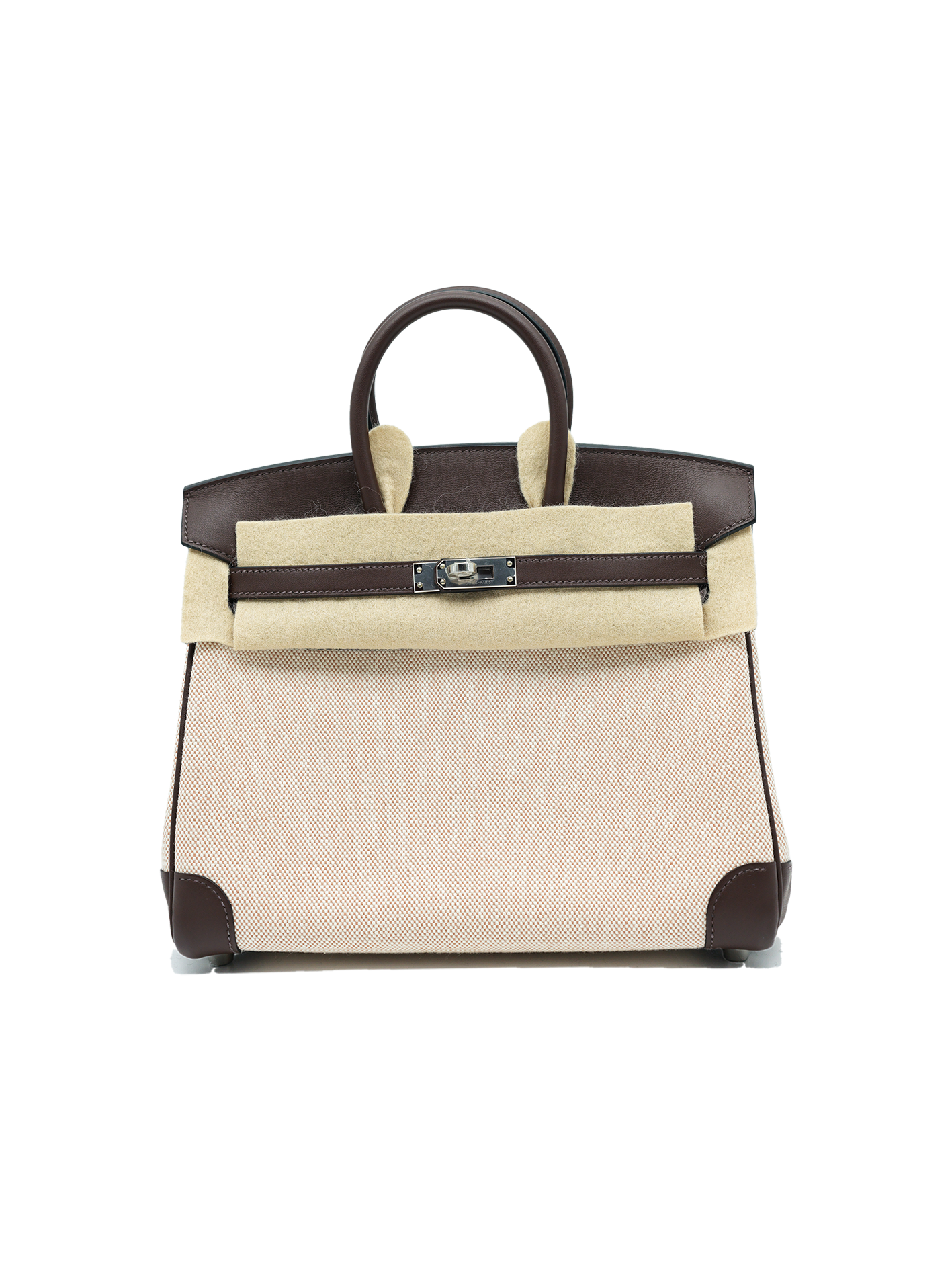 NEW HERMÈS BIRKIN 25 TOILE MOKA PHW