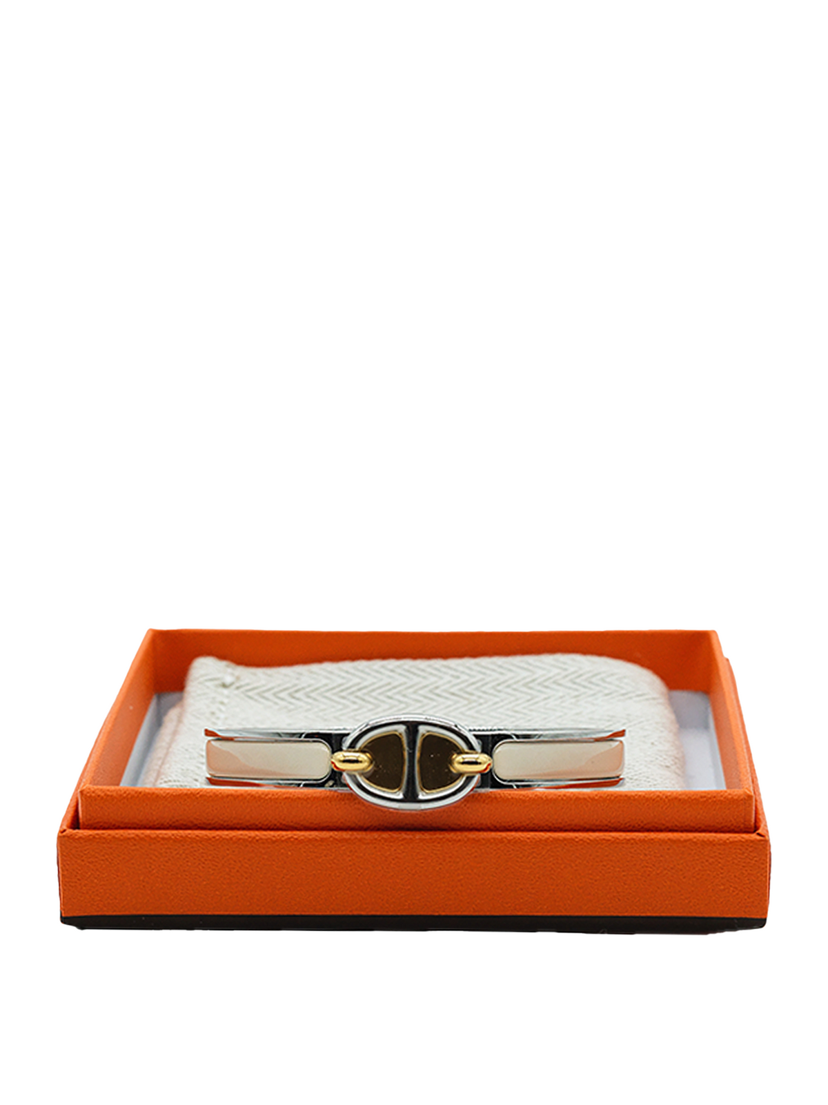 NEW HERMÈS MINI CLIC CHAINE D' ANCRE BRACELET BLANC EHW