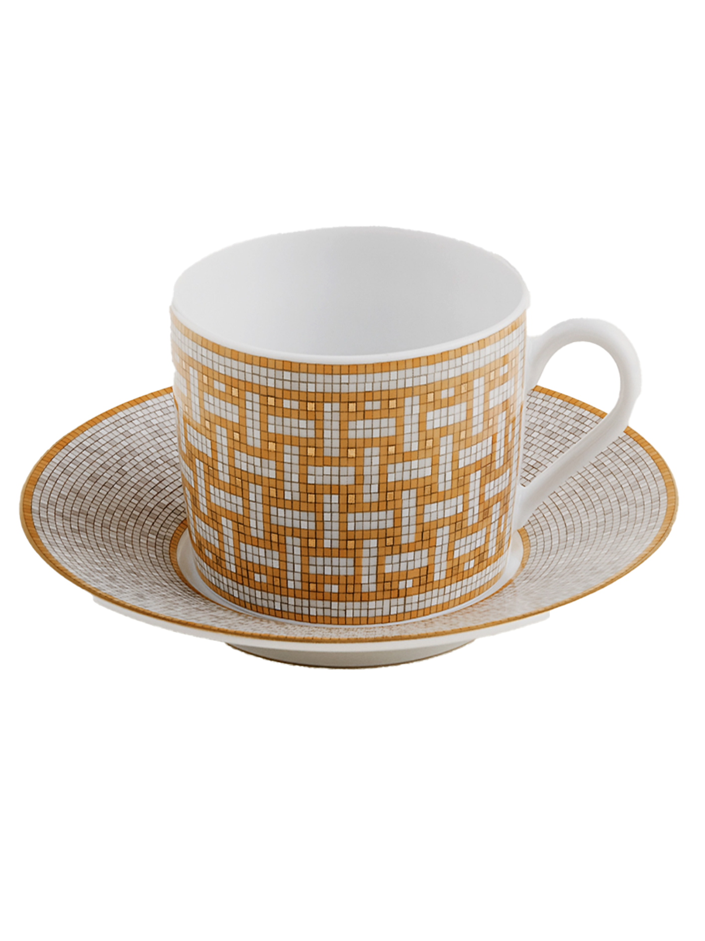NEW HERMÈS MOSAIQUE AU 24 GOLD TEA CUP SET OF 2