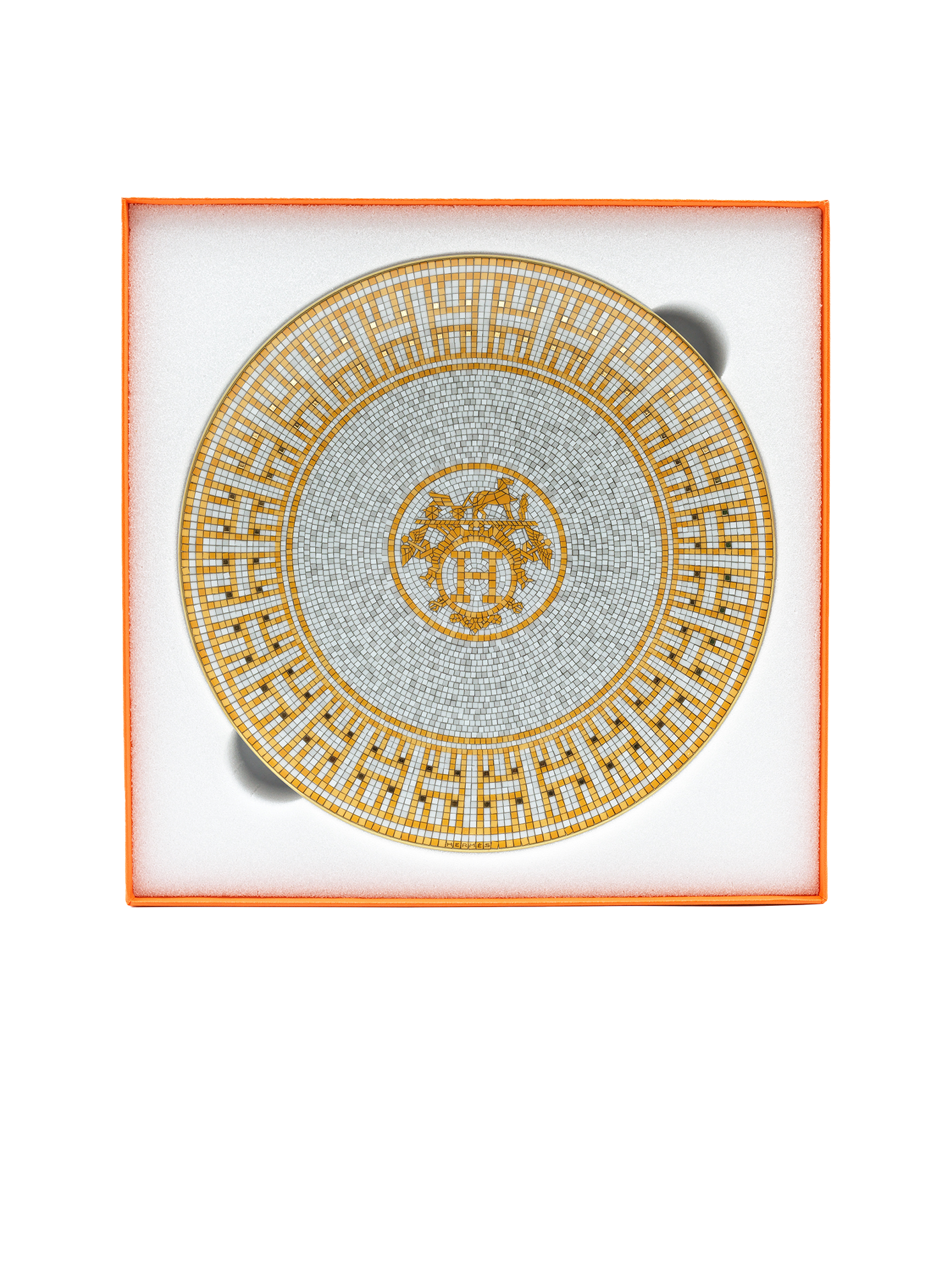 NEW HERMES MOSAIQUE AU 24 GOLD DESSERT PLATE