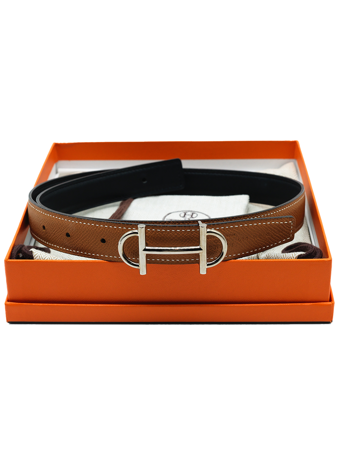 PRE-LOVED HERMÈS GAMMA BELT BUCKLE & REVERSIBLE LEATHER STRAP PHW