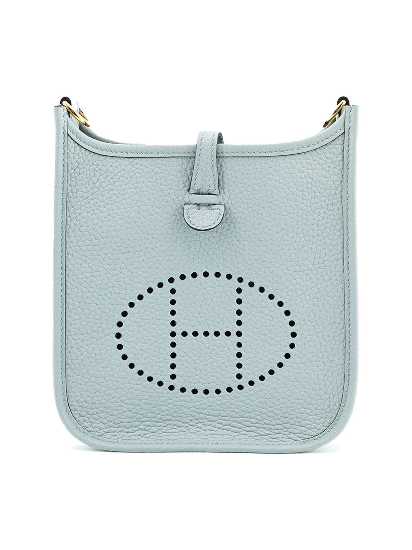 NEW HERMES MINI EVELYNE TAURILLON CLEMENCE GLACIER BLUE GHW