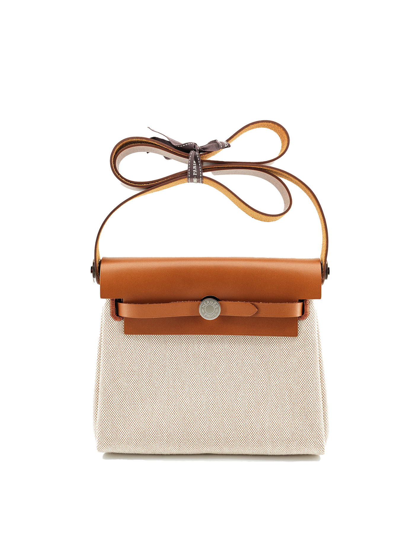 PRE-LOVED HERMES MINI HERBAG TOILE/ SWIFT ECRU/ BEIGE PHW