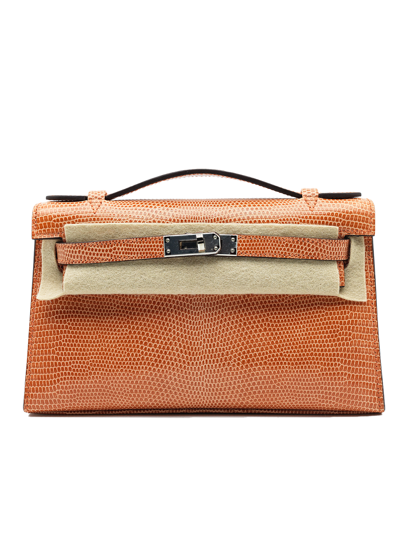 PRE-LOVED HERMÈS KELLY POCHETTE NILOTICUS LIZARD ROSY PHW