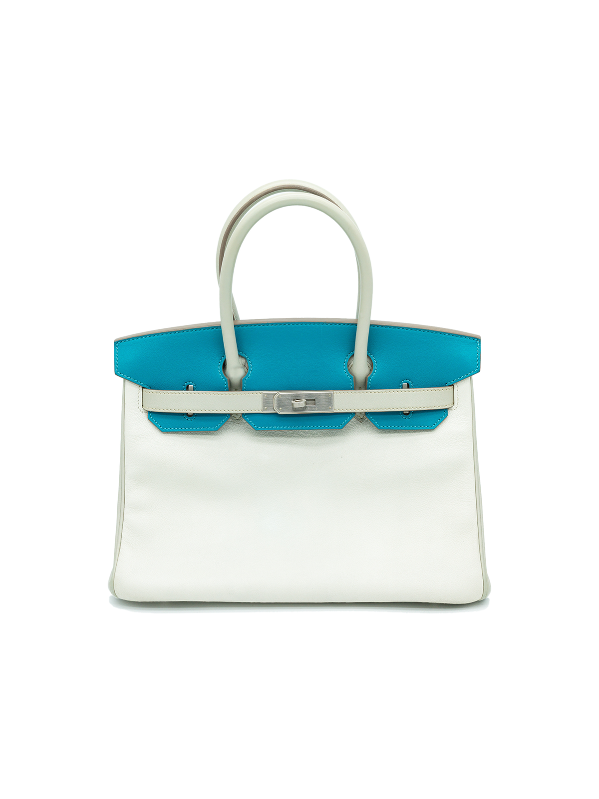 PRE-LOVED HERMÈS BIRKIN 30 SWIFT BETON/ GRIS PERLE/ BLUE SAINT BPHW