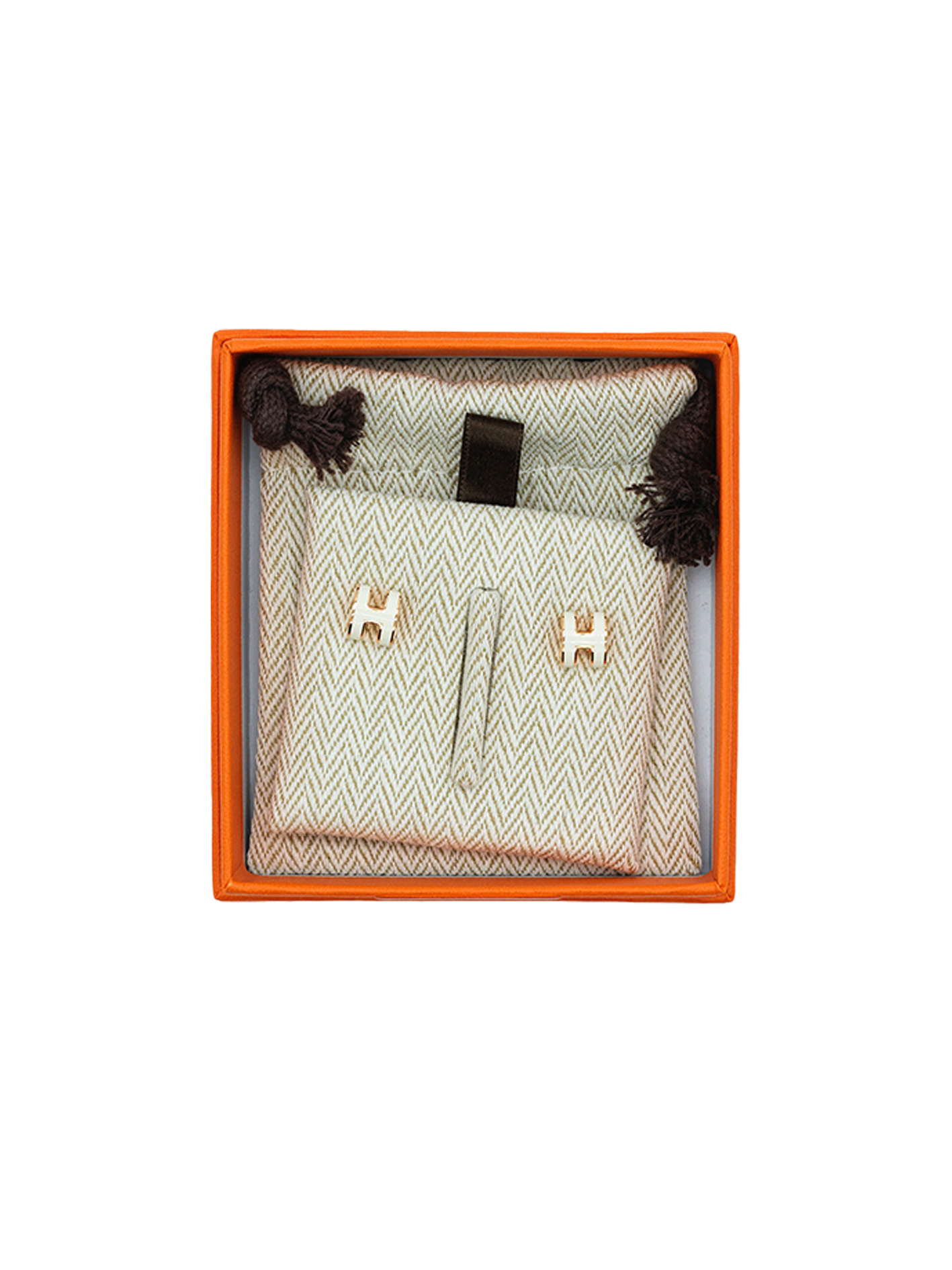 NEW HERMÈS MINI POP H EARRING BLANC GHW