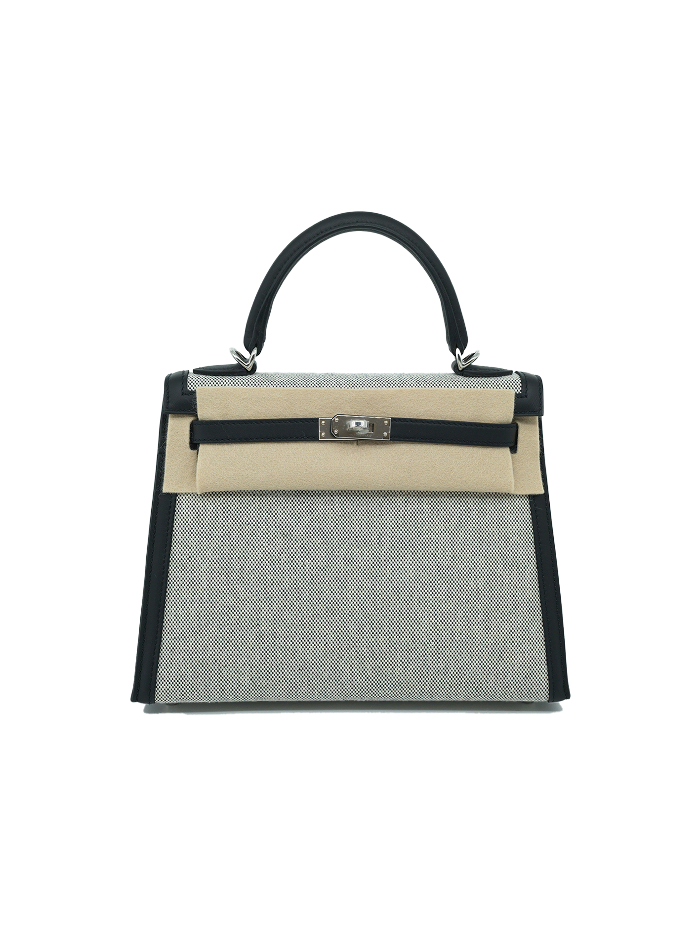 NEW HERMÈS KELLY 25 TOILE/ SWIFT BLACK PHW