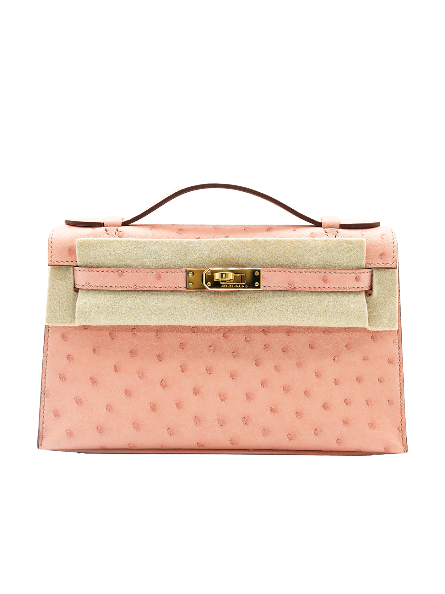 PRE-LOVED HERMÈS KELLY POCHETTE OSTRICH TERRE CUITE GHW