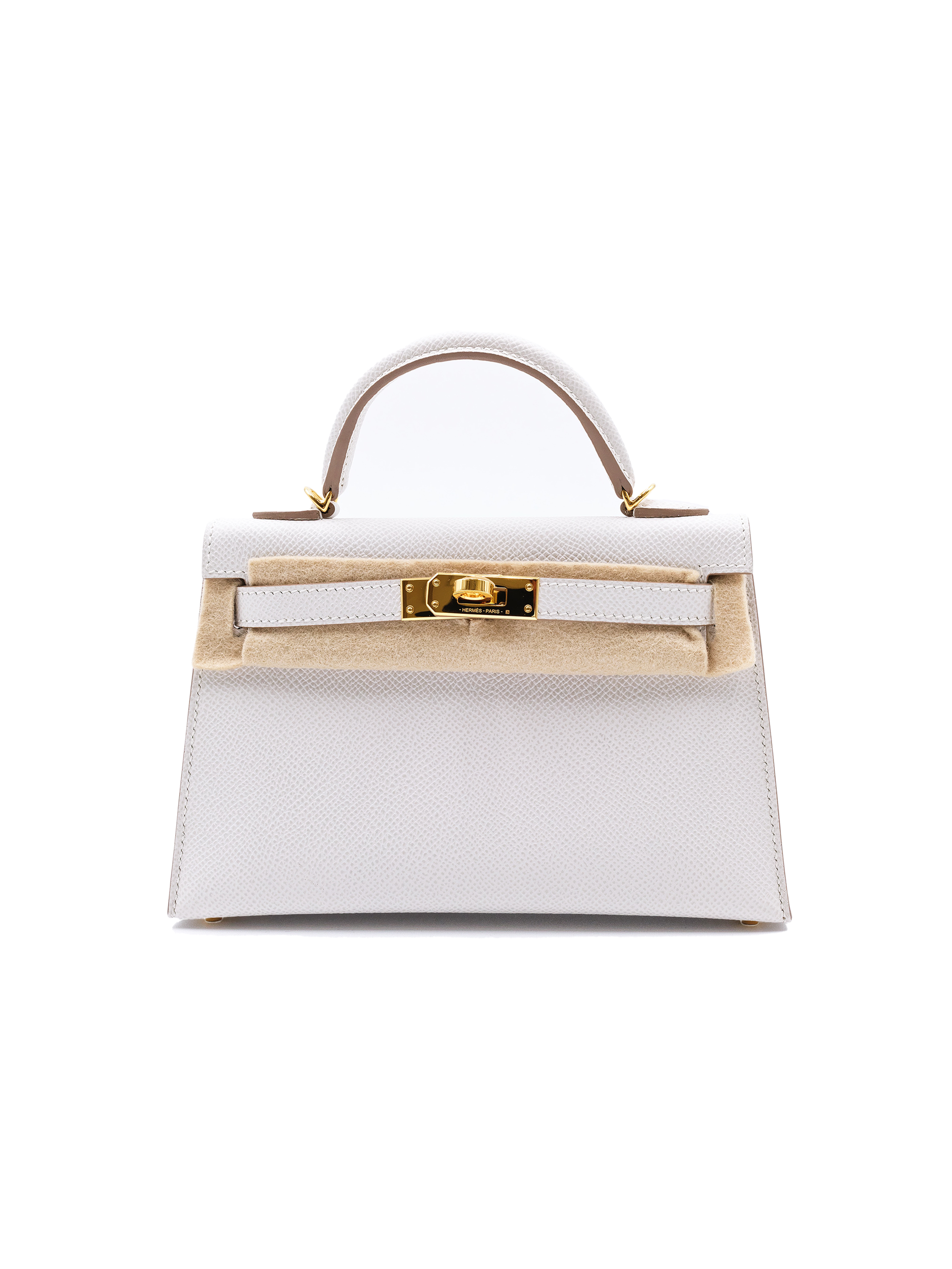 USED HERMES MINI KELLY II EPSOM GRIS PALE GHW