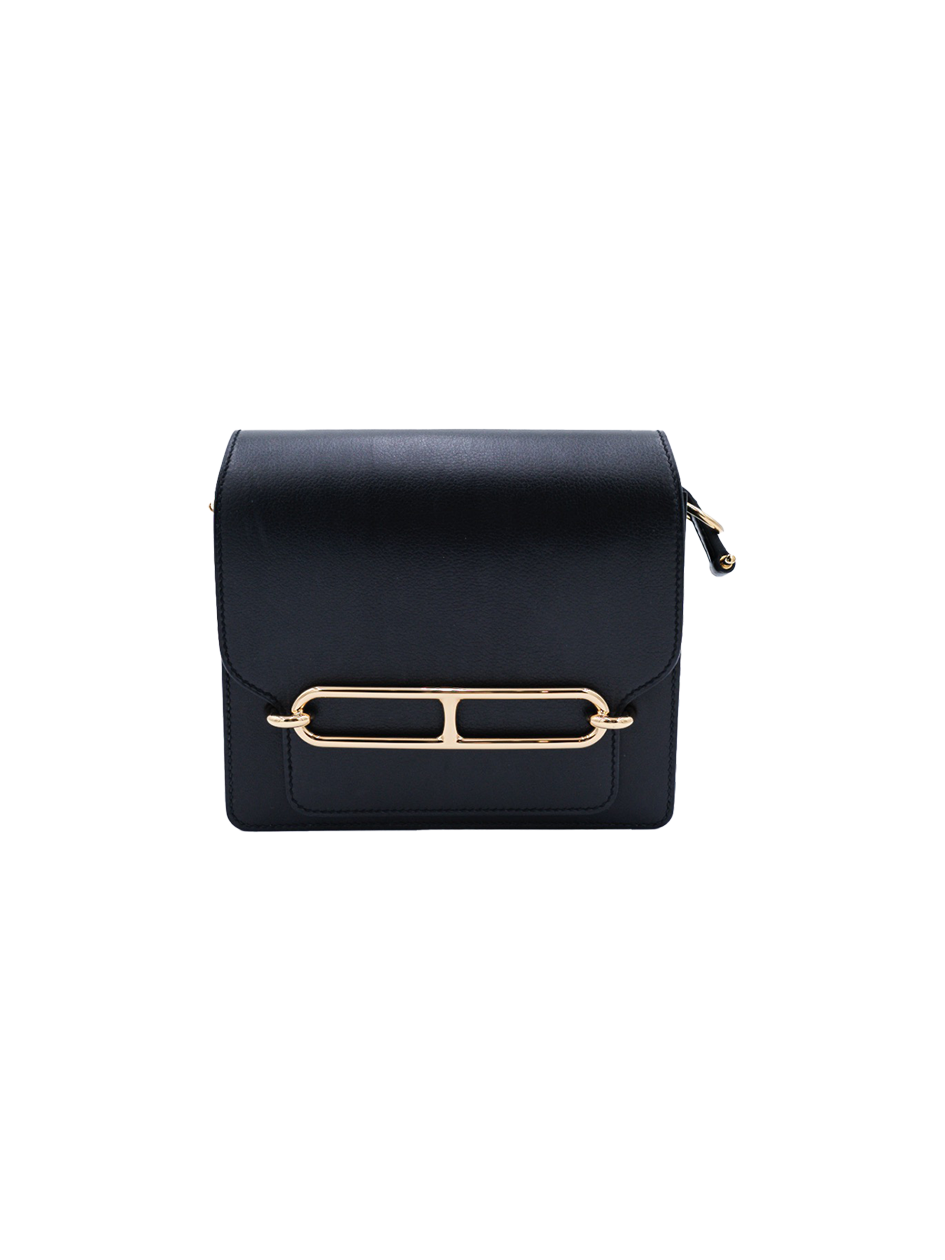 USED HERMES MINI ROULIS EVERGRAIN LEATHER BLACK PBHW