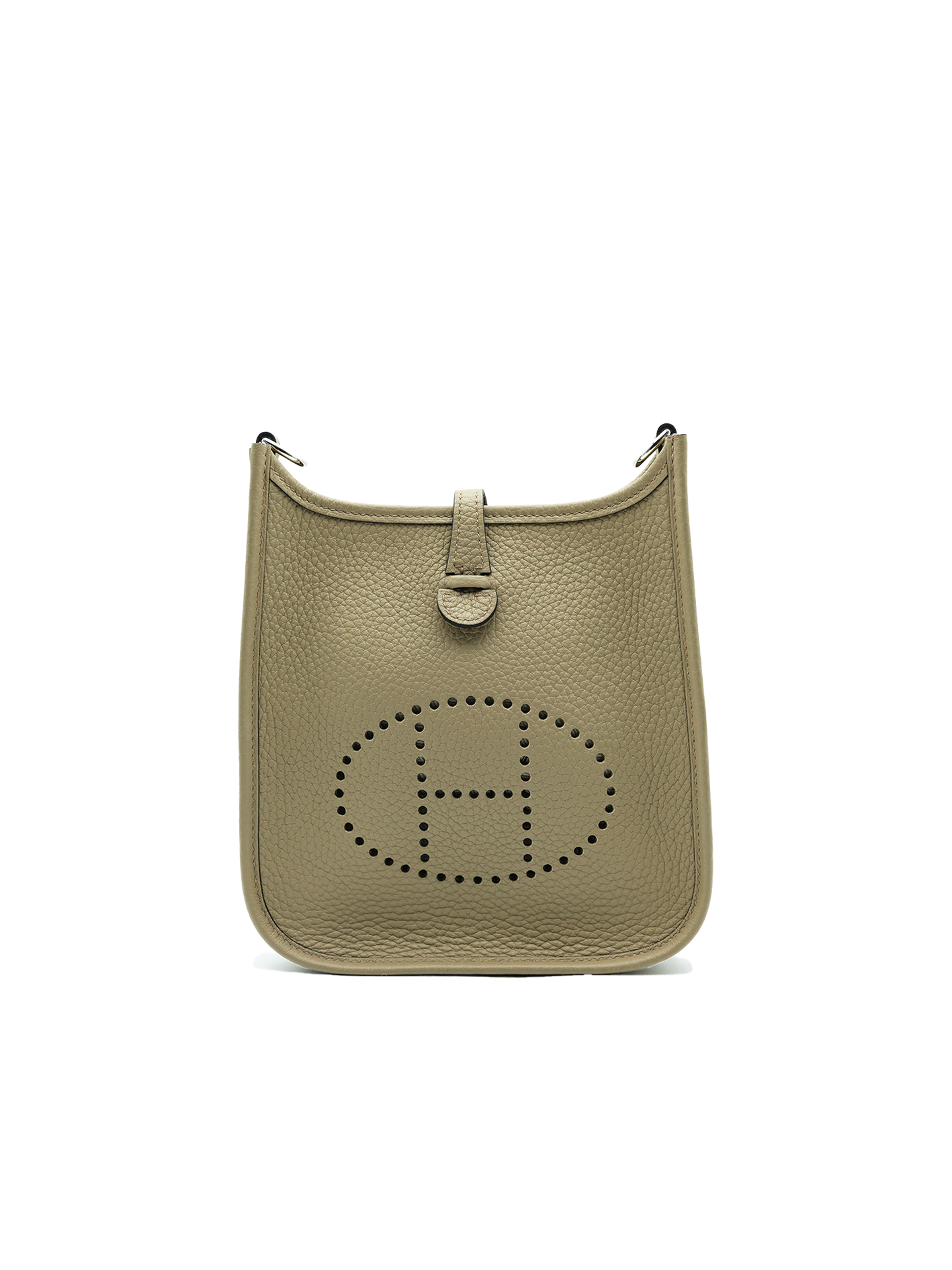 NEW HERMÈS MINI EVELYNE TAURILLON CLEMENCE BEIGE MARFA PHW