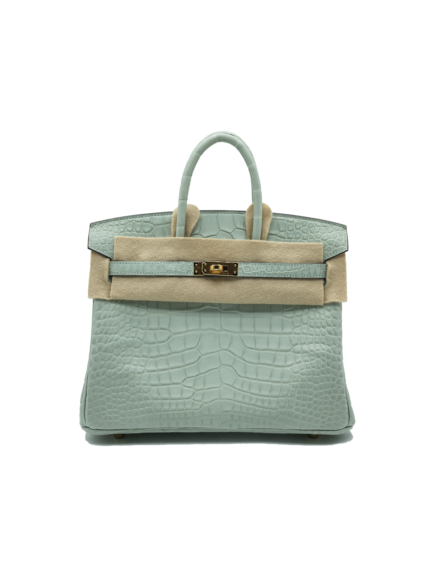 NEW HERMÈS BIRKIN 25 ALLIGATOR CROCODILE GRIS NEVE GHW