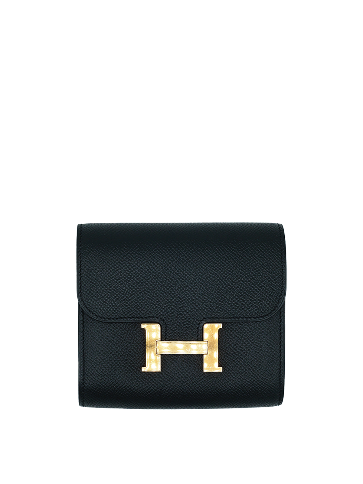 PRE-LOVED HERMÈS CONSTANCE COMPACT WALLET EPSOM BLACK GHW