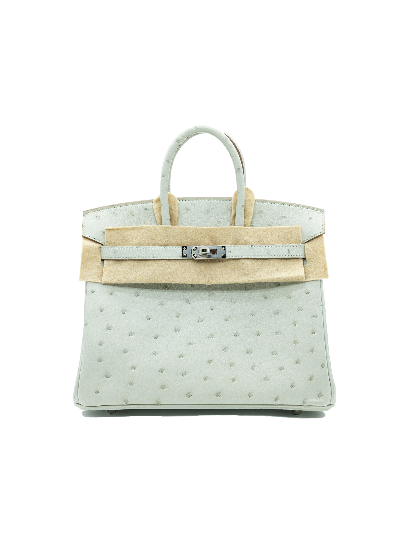 NEW HERMÈS BIRKIN 25 OSTRICH GRIS PERLE PHW