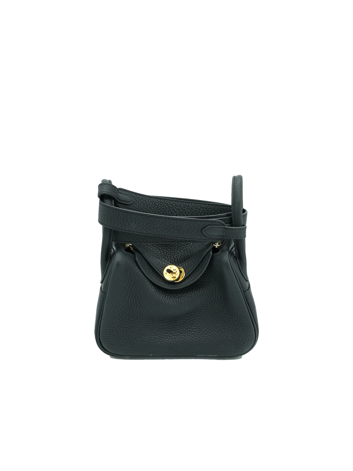 PRE-LOVED HERMÈS MINI LINDY TAURILLON CLEMENCE BLACK GHW