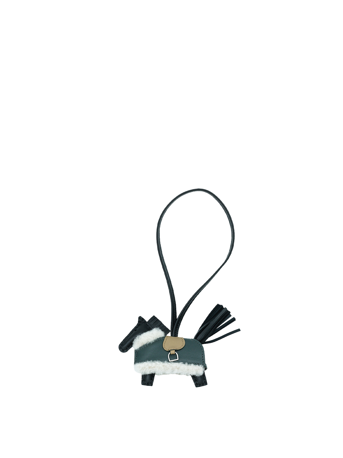 NEW HERMÈS RODEO ROBEO PLUSH CHARM BLACK/ BEIGE MARFA/ MANGROVE SWIFT