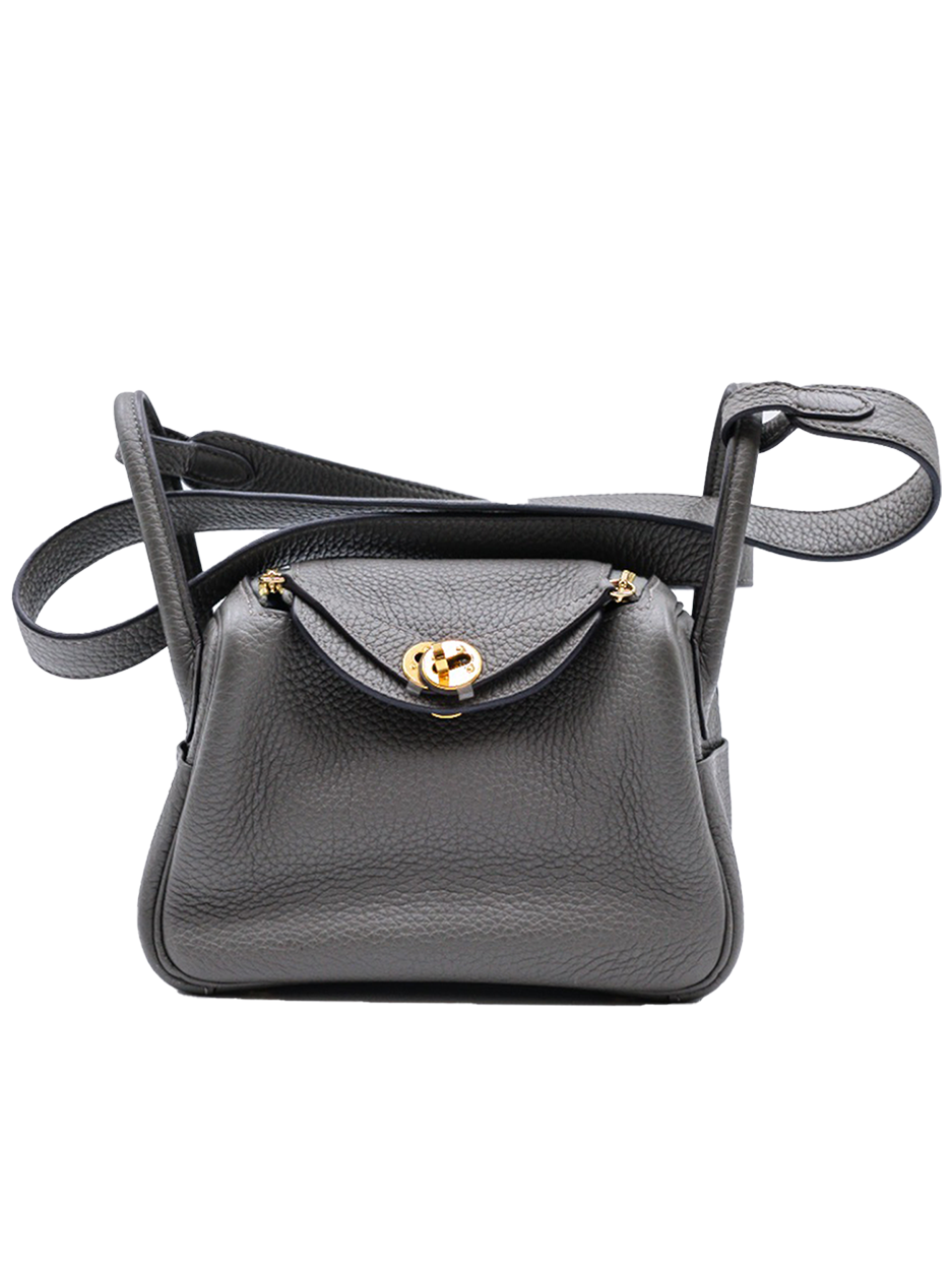 USED HERMES MINI LINDY TAURILLON CLEMENCE GRIS MEYER GHW