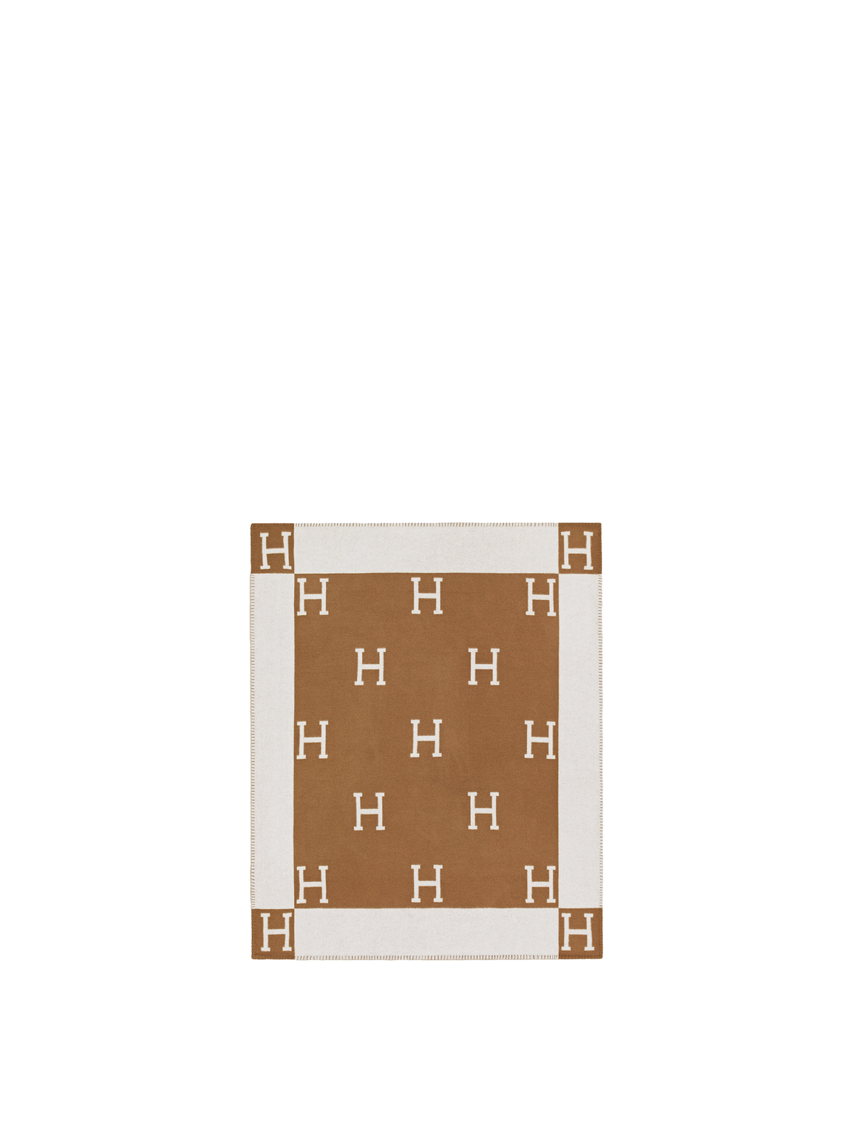 NEW HERMÈS AVALON THROW BLANKET ÉCRU/ CAMEL