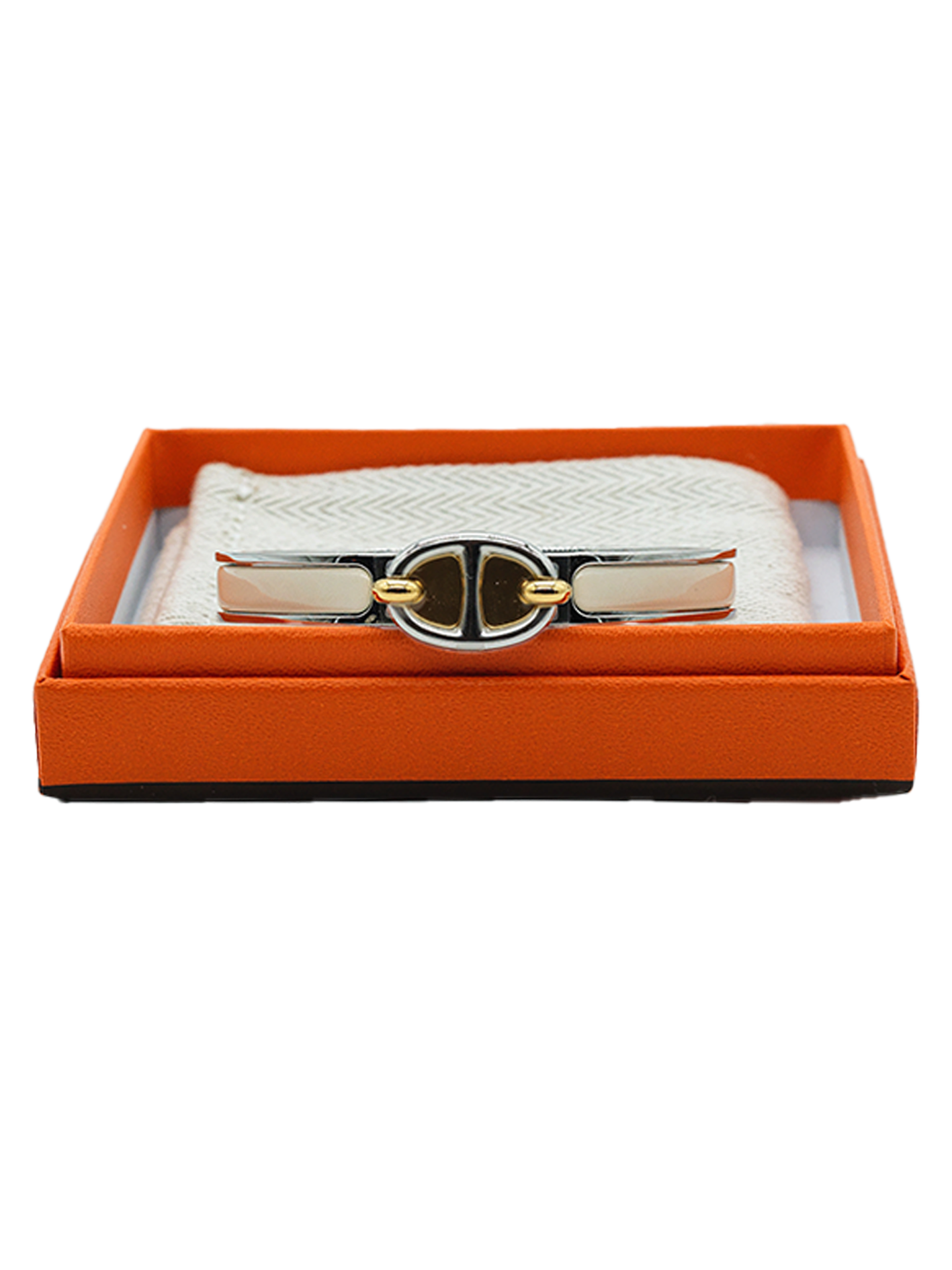 NEW HERMÈS MINI CLIC CHAINE D' ANCRE BRACELET BLANC EHW