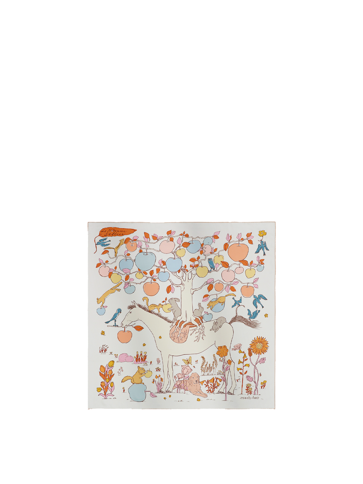 NEW HERMÈS LE POMMIER SELLIER SCARF