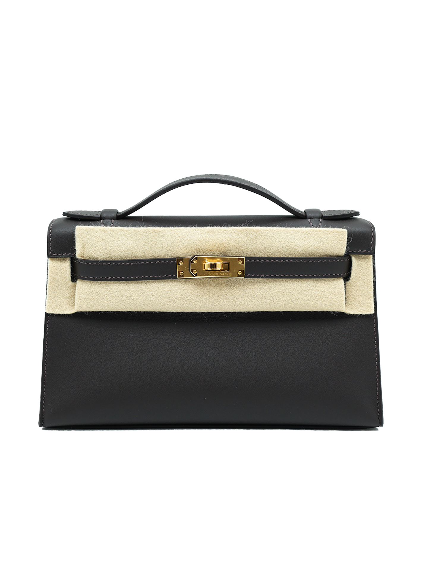 NEW HERMÈS KELLY POCHETTE SWIFT BAI-BRUN GHW