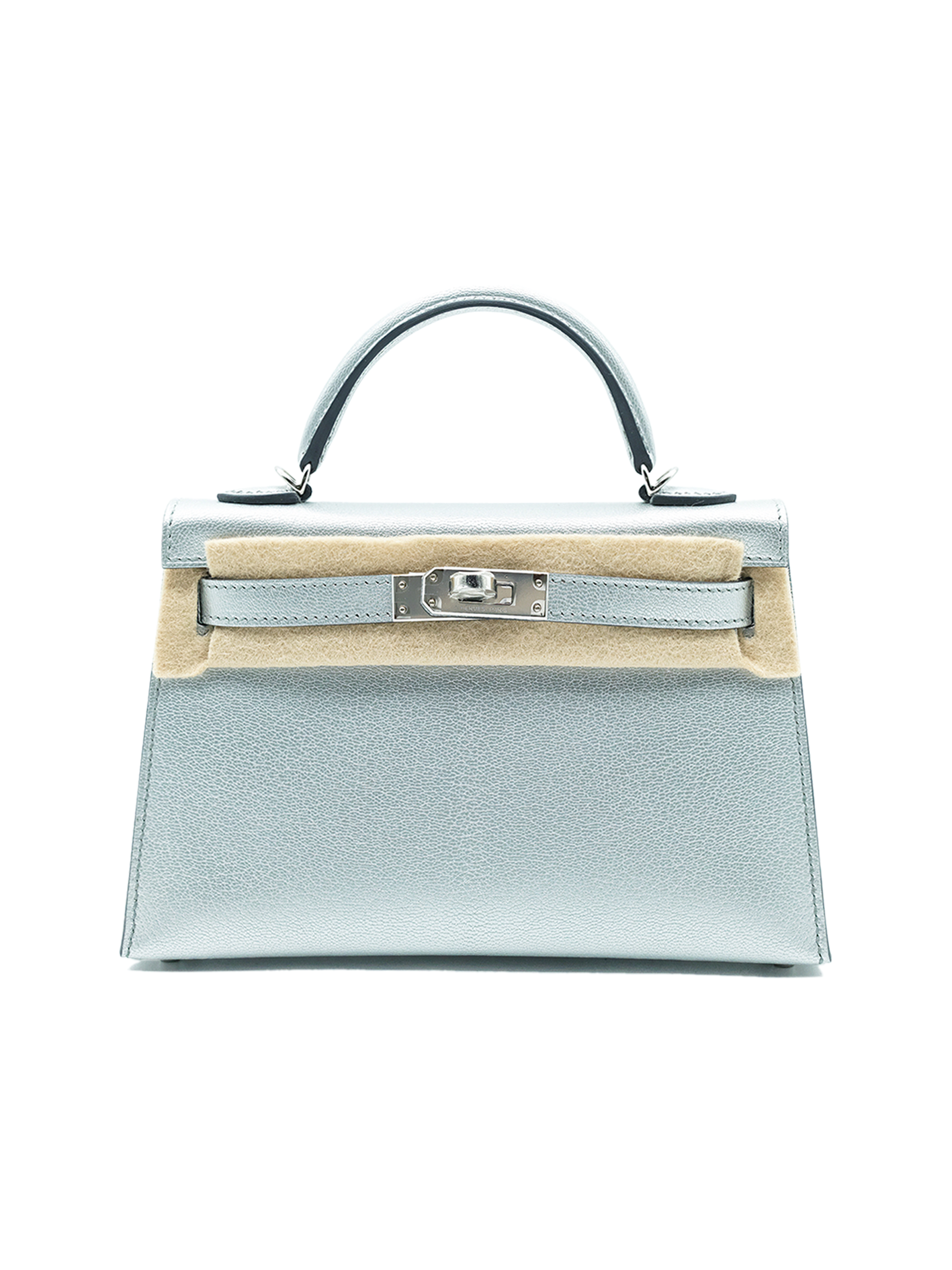NEW HERMÈS MINI KELLY Ⅱ MYSORE METALLIC SILVER PHW