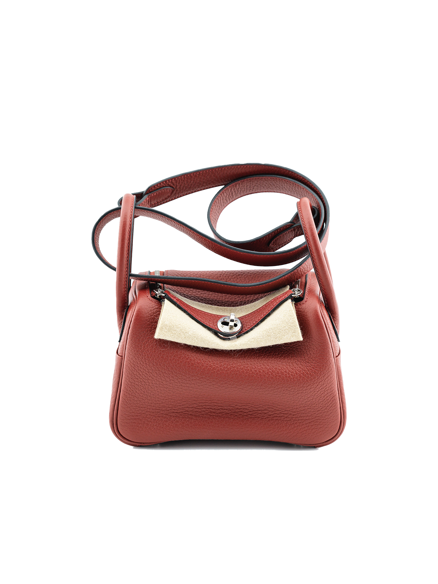 PRE-LOVED HERMES MINI LINDY TAURILLON CLEMENCE ROUGE H PHW