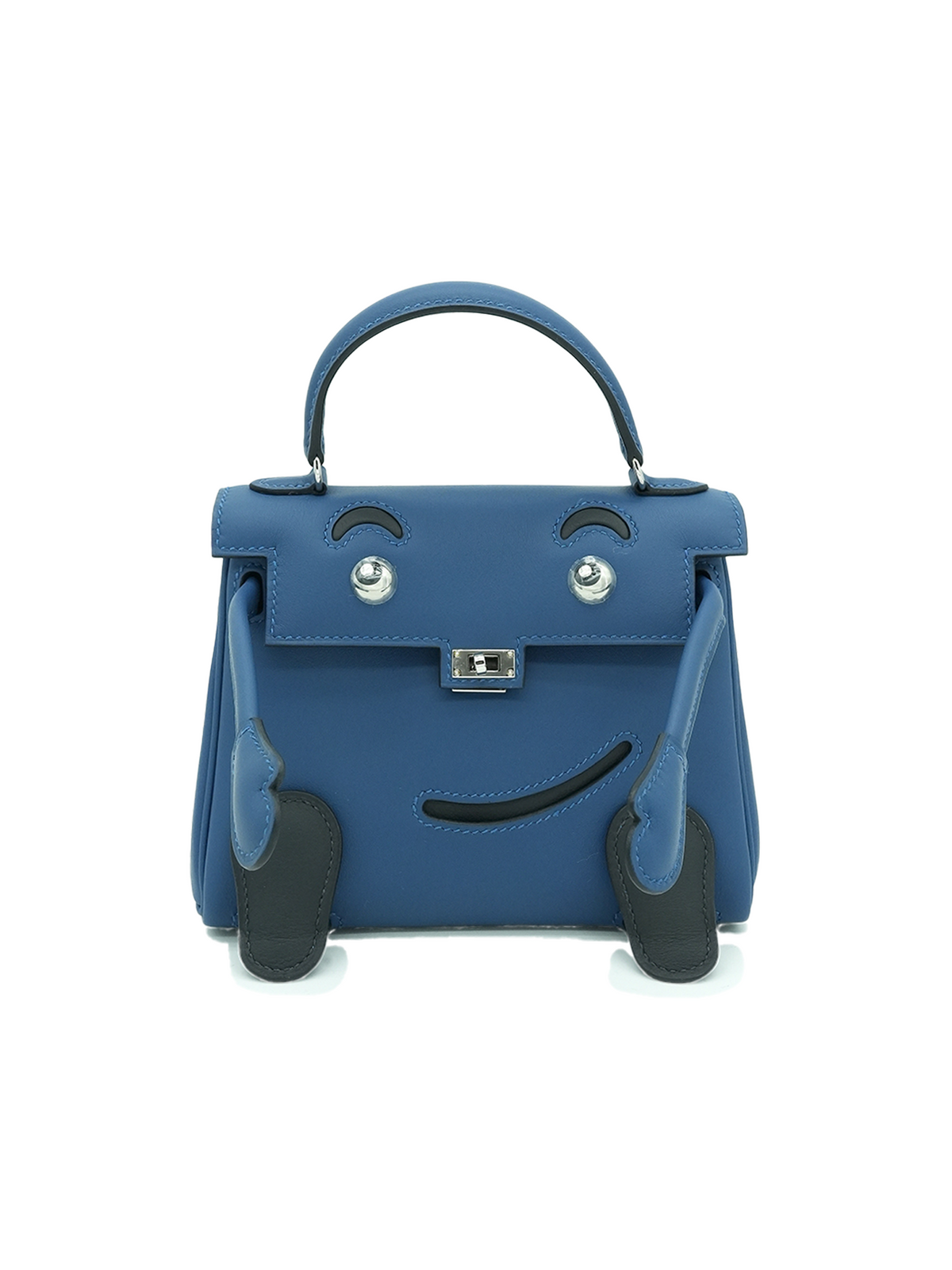 NEW HERMÈS QUELLE IDOLE KELLY DOLL SWIFT BLEU TIE/ CABAN PHW