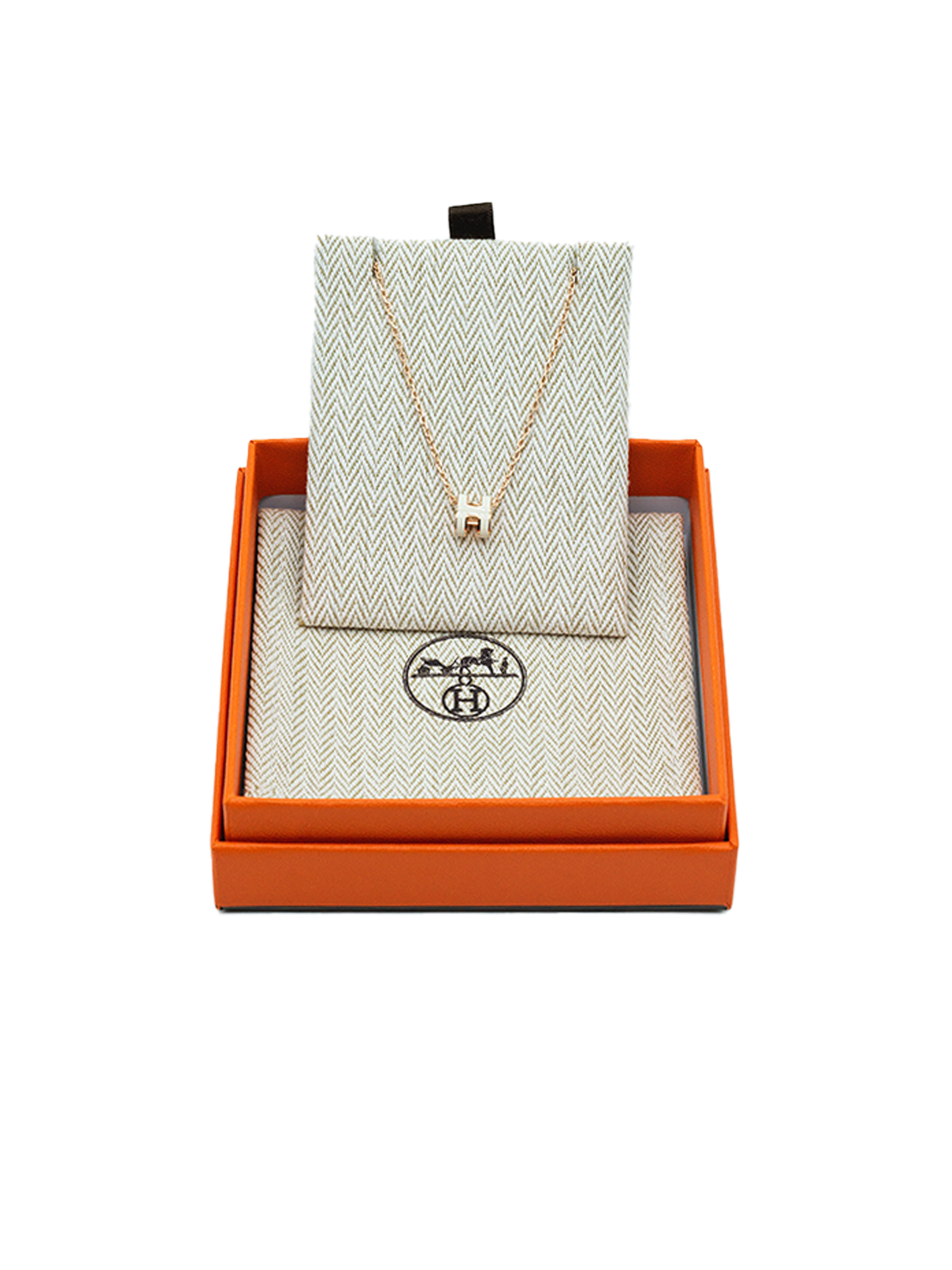 NEW HERMÈS MINI POP H NECKLACE WHITE RGHW
