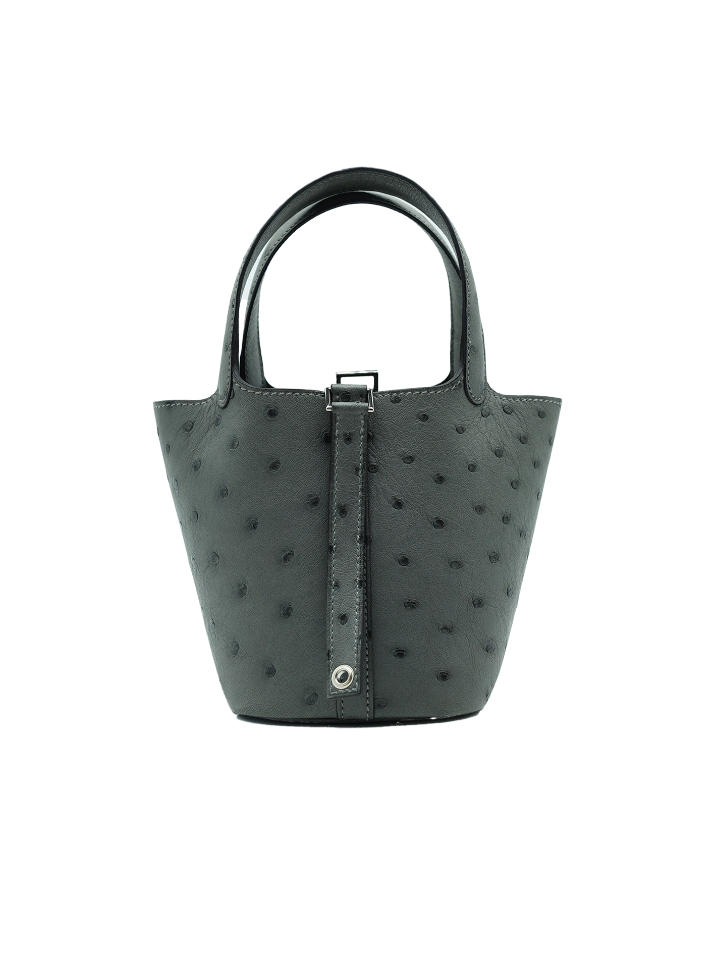 PRE-LOVED HERMÈS PICOTIN MICRO 14 OSTRICH GRIS MEYER PHW