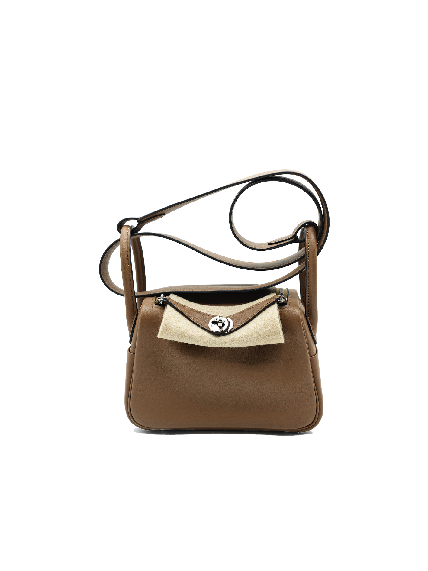 PRE-LOVED HERMES MINI LINDY SWIFT CHESTNUT/ BISCUIT PHW