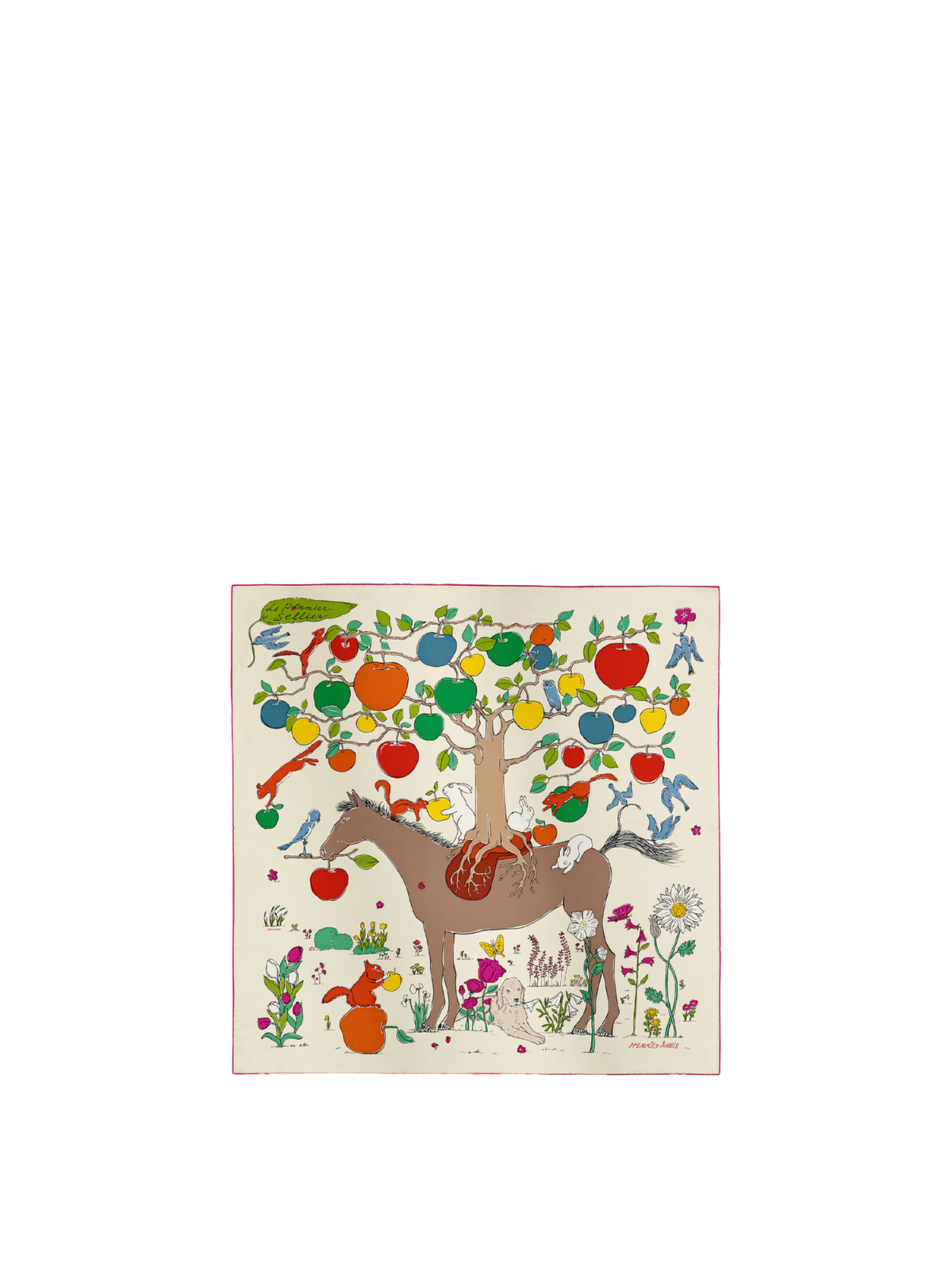NEW HERMÈS LE POMMIER SELLIER SCARF