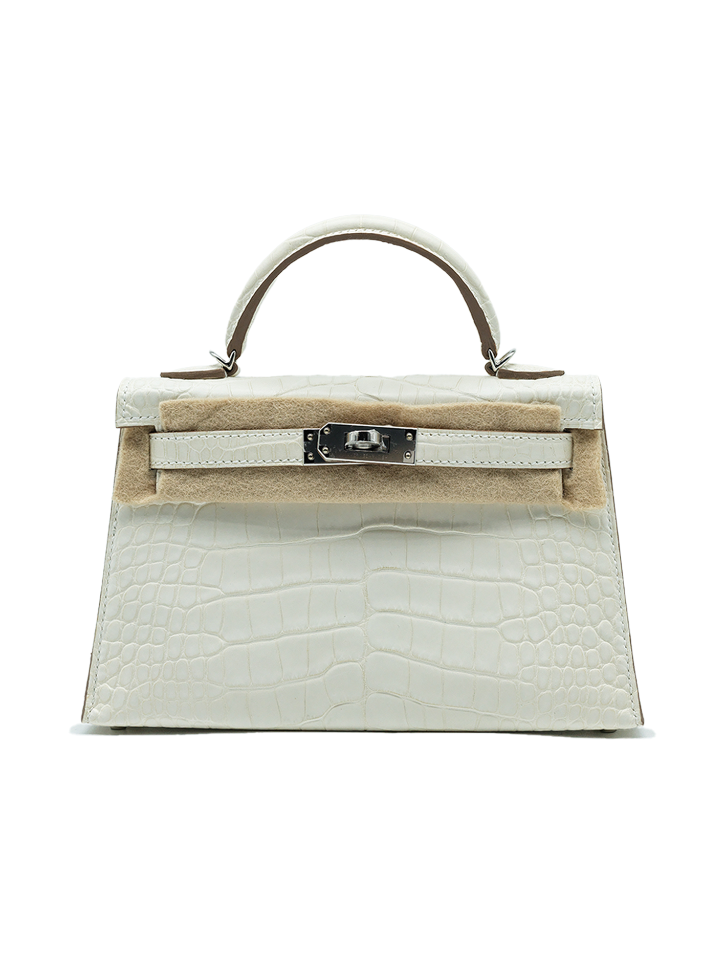 NEW HERMÈS MINI KELLY II BORÉAL SATIN ALLIGATOR CROCODILE NATA PHW