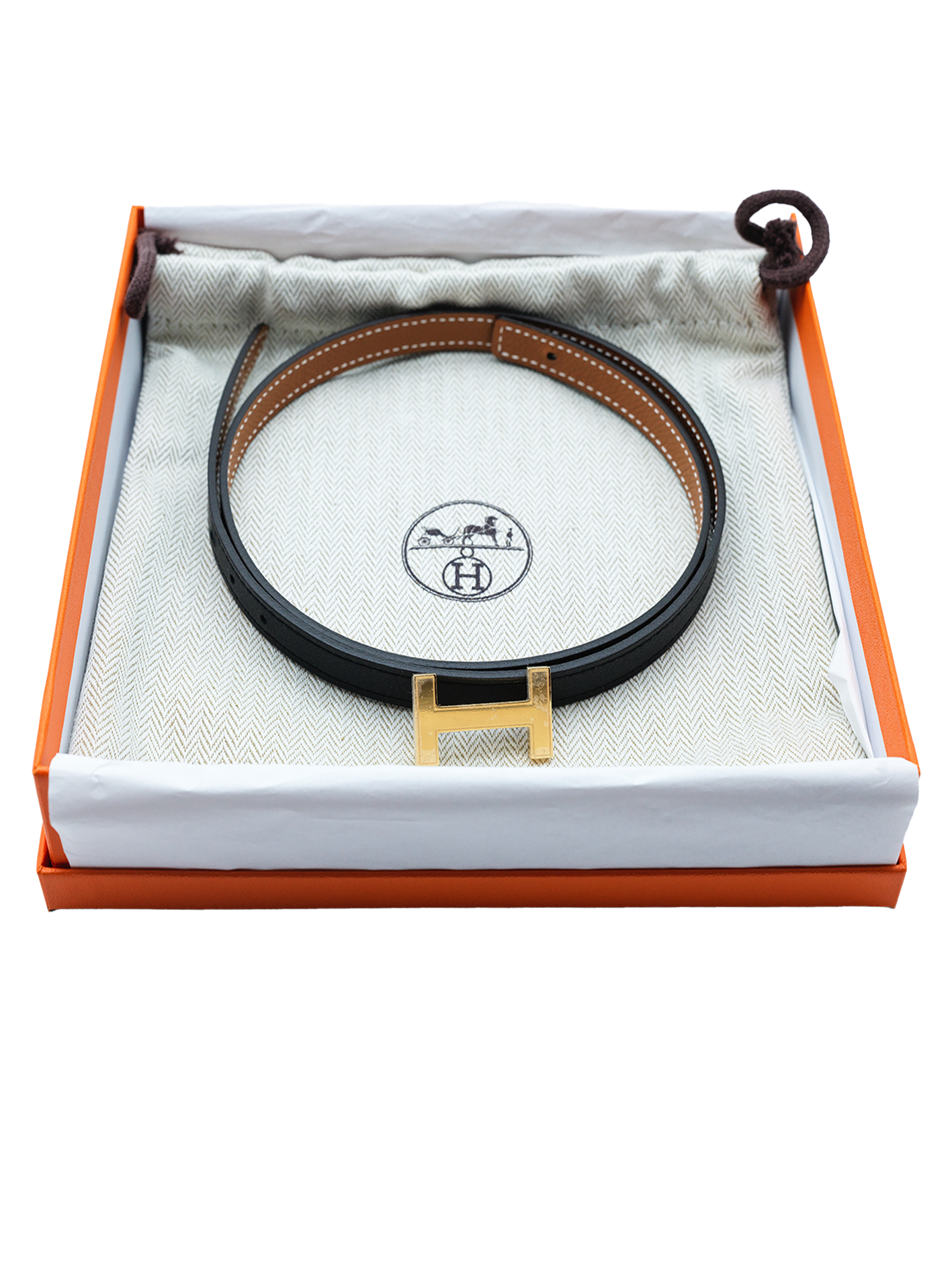 NEW HERMES 13MM FOCUS BELT SWIFT/ EPSOM BLACK GHW