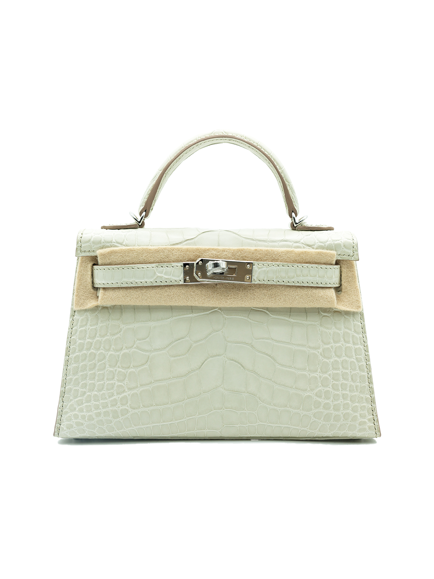NEW HERMÈS MINI KELLY II ALLIGATOR CROCODILE BETON PHW