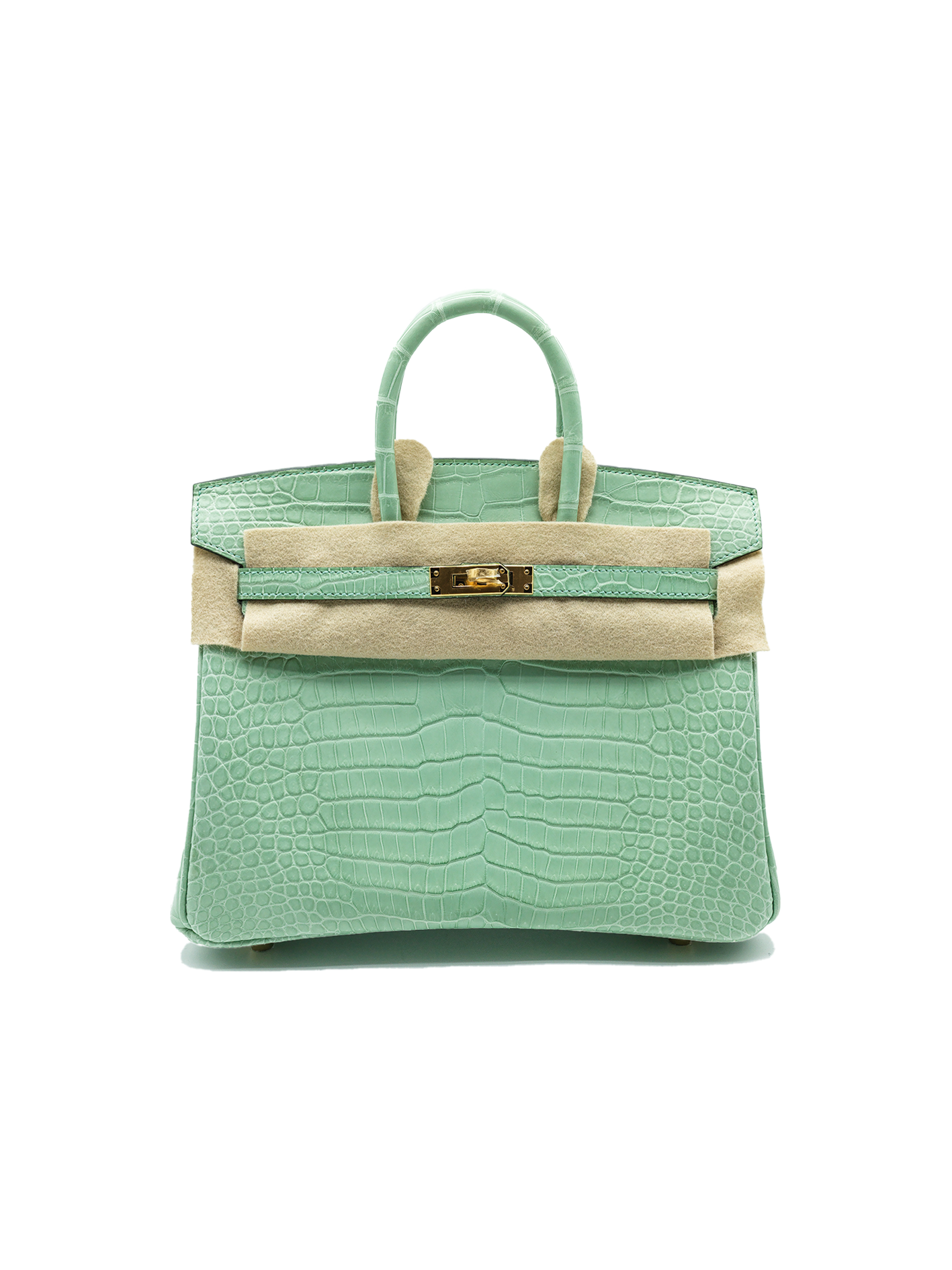 NEW HERMES BIRKIN 25 POROSUS CROCODILE VERT D'EAU GHW