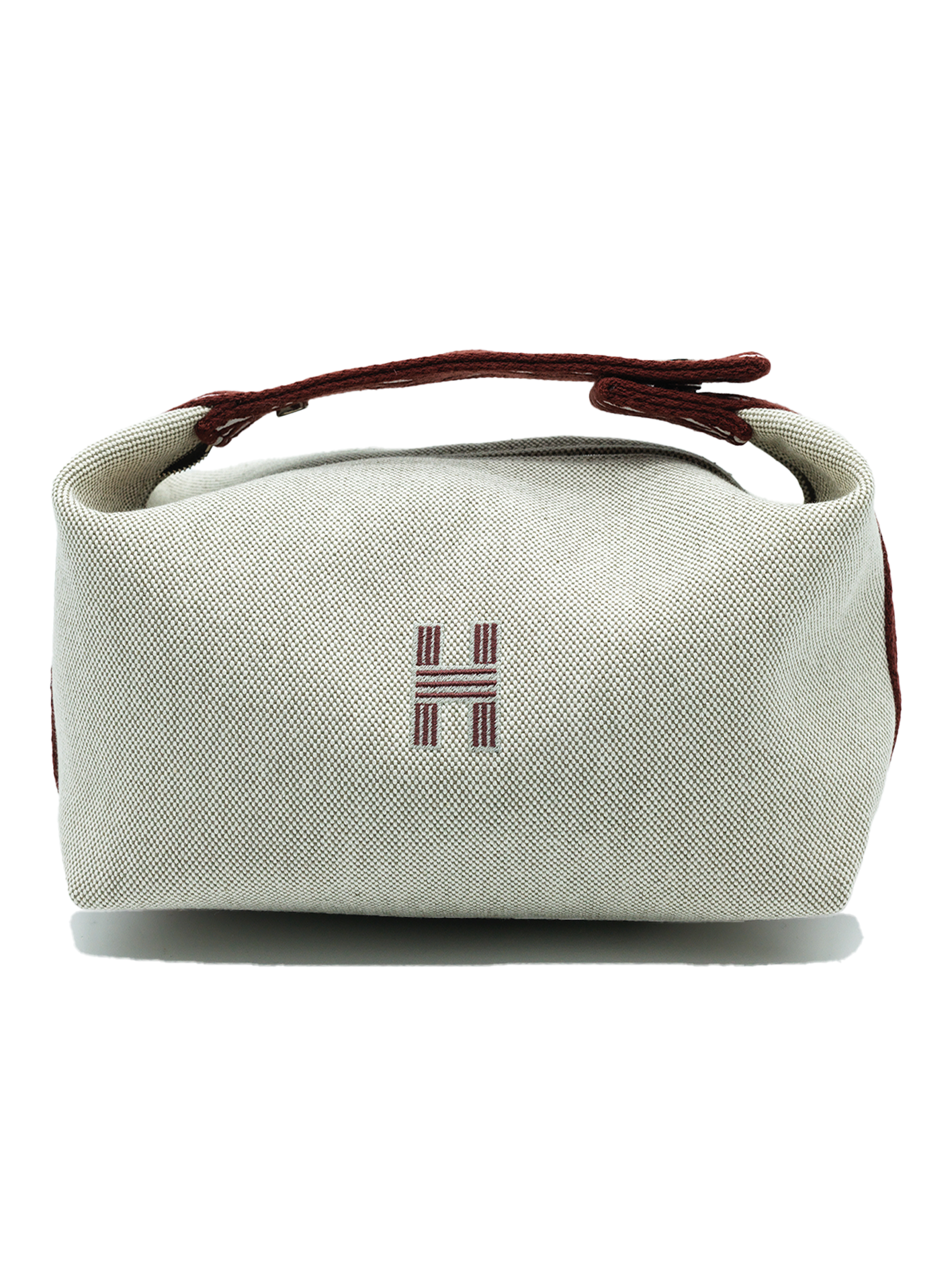 NEW HERMÈS BRIDE-A-BRAC CASE SMALL MODEL TOILE ECRU ROUGE H PHW