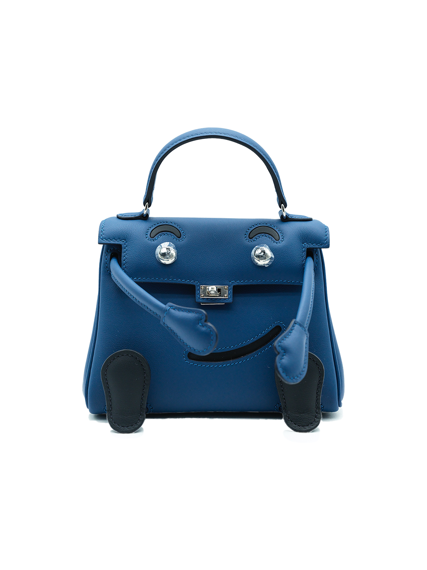 NEW HERMÈS QUELLE IDOLE KELLY DOLL SWIFT BLEU TIE/ CABAN PHW