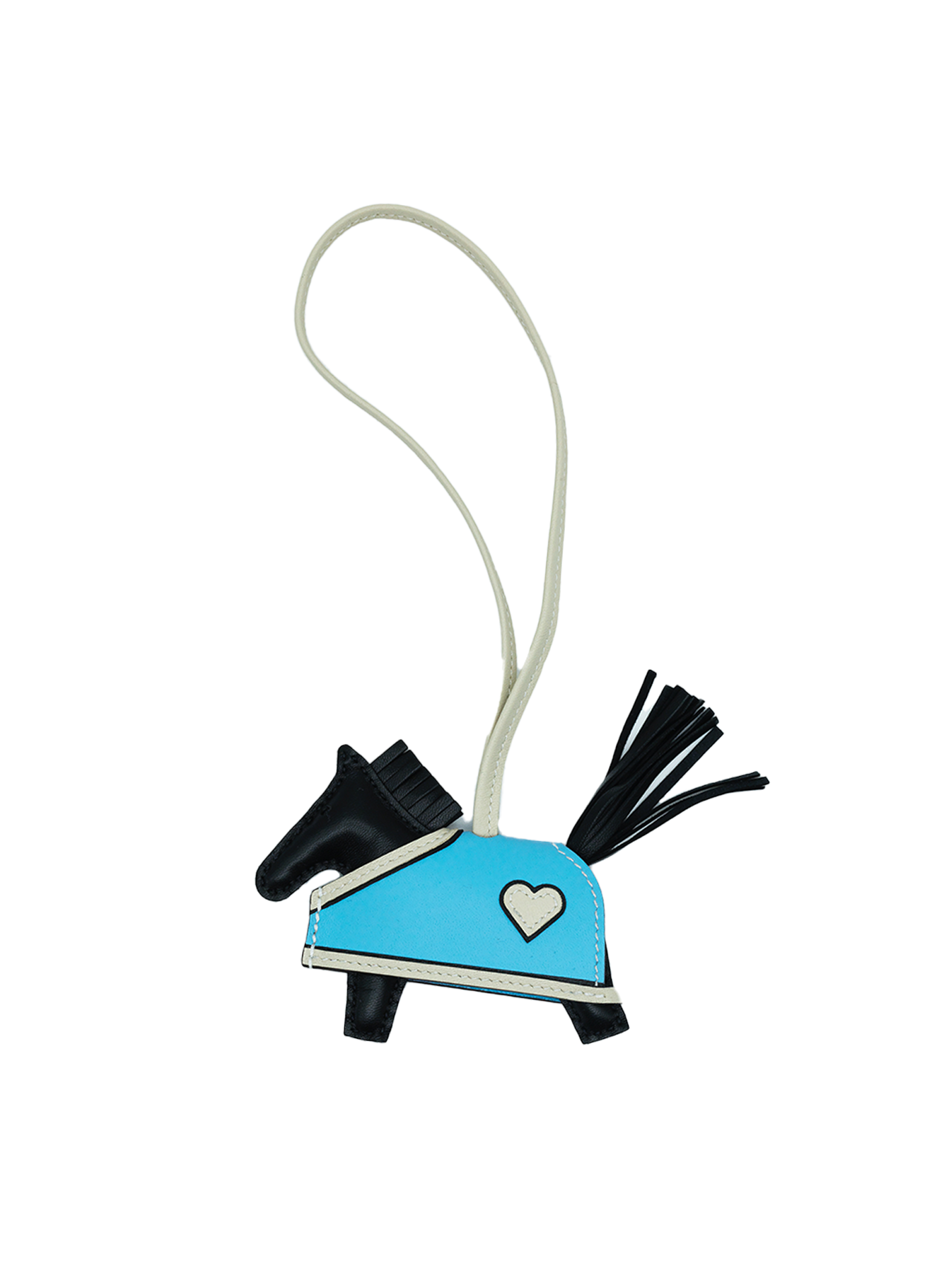 NEW HERMÈS RODEO ROBEO COEUR CHARM CELESTE/ NOIR/ CRAIE SWIFT