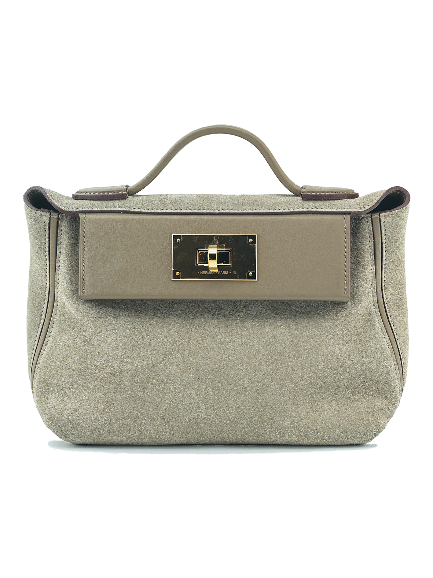 PRE-LOVED HERMES MINI 2424 SWIFT/ SUEDE GRIS CAILOR/ ETOUPE GHW