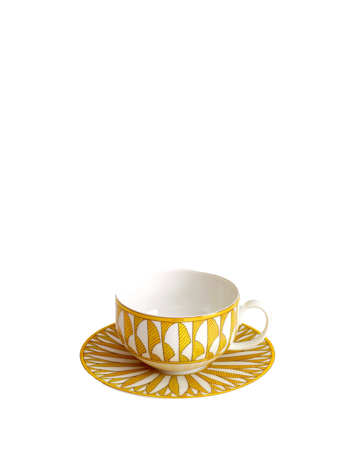 NEW HERMÈS SOLEIL D’HERMÈS TEA CUP AND SAUCER